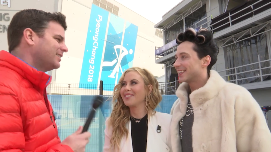 Aaron Nolan with Tara Lipinski and Johnny Weir_694532