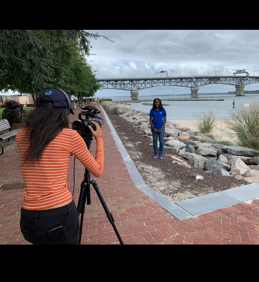 In this photo I am shooitng Symone Davis's stand up fpr one of her segments that air on the Hampton Roads Show.