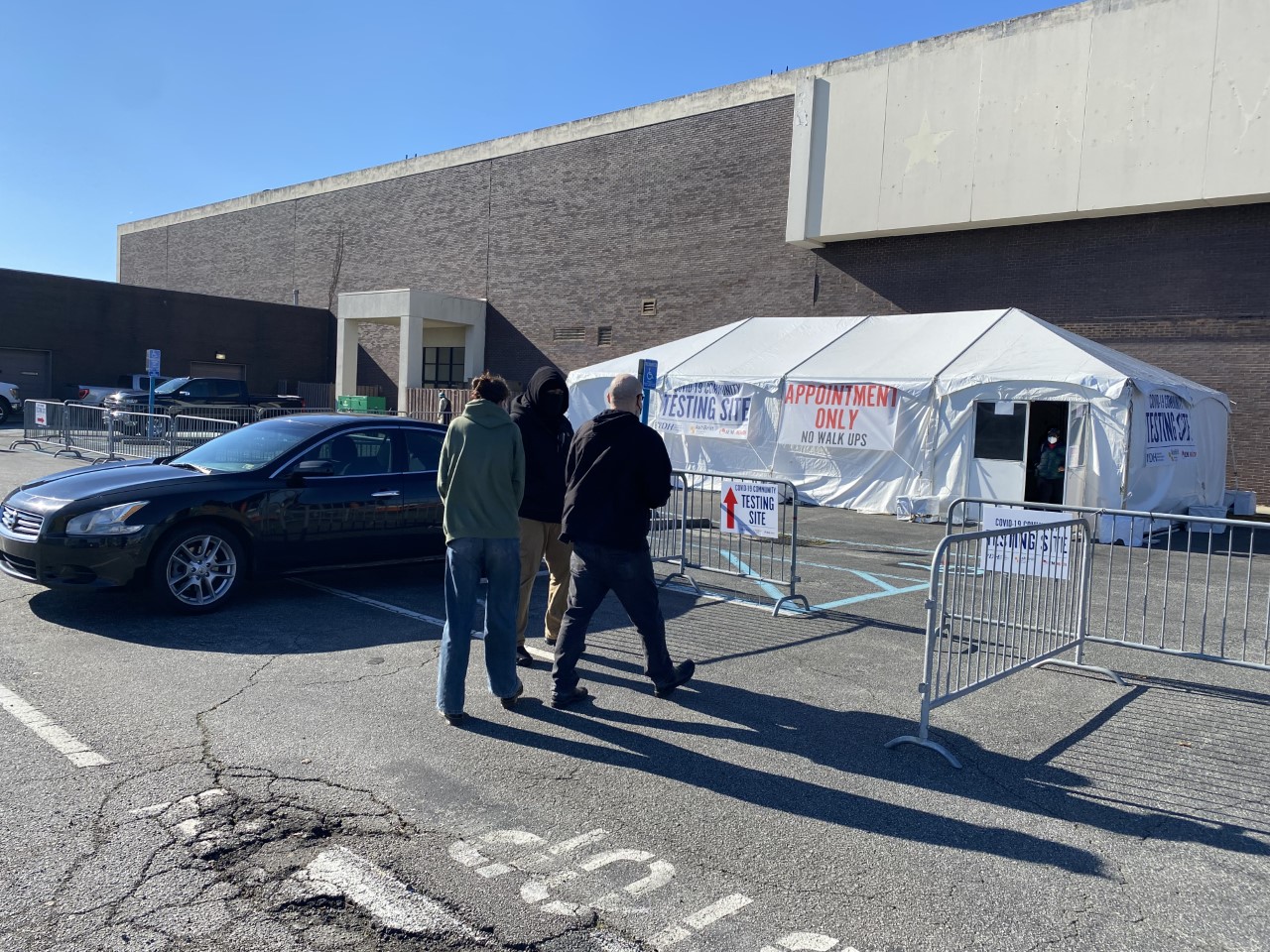 Patients entering COVID Testing tent in Norfolk