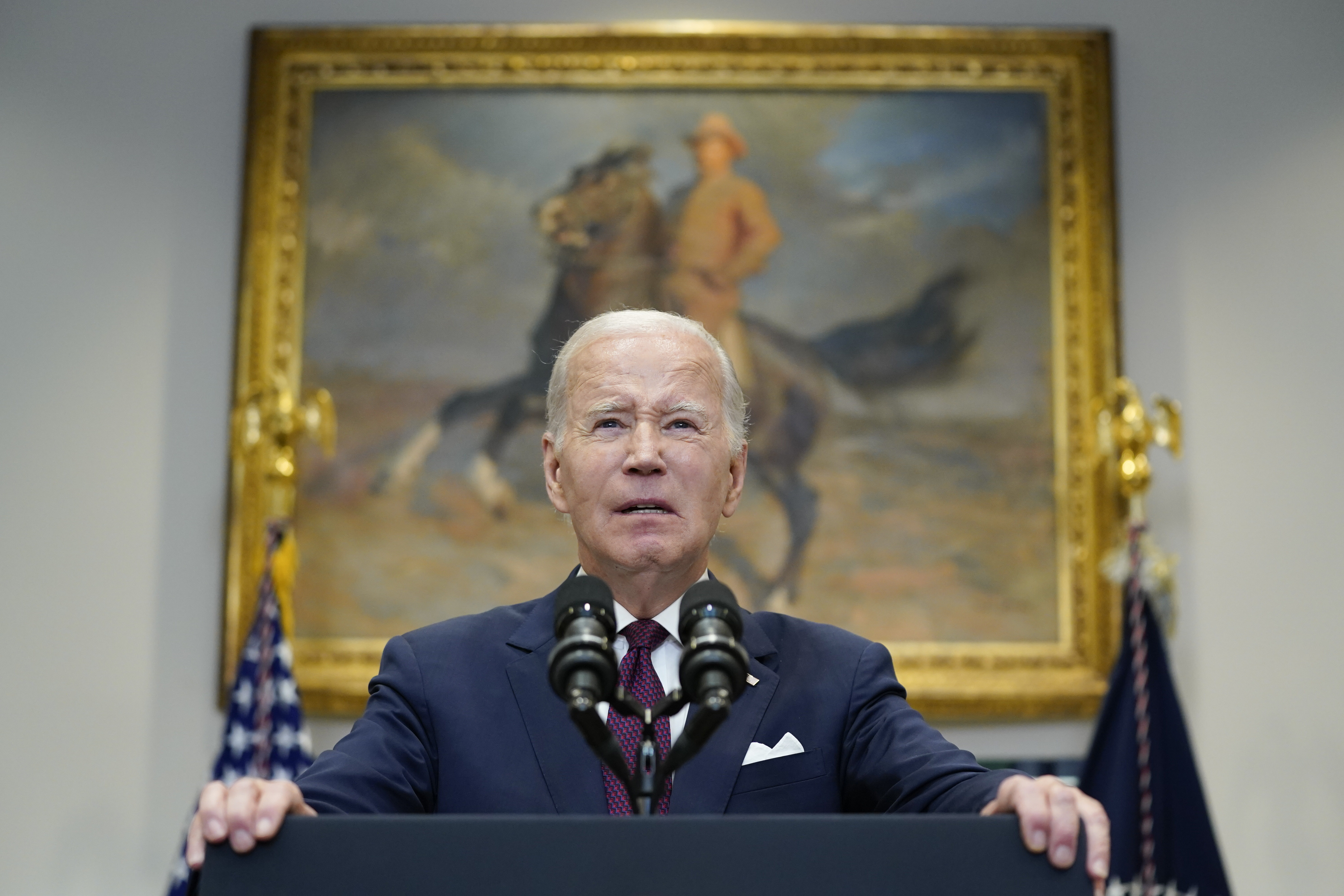 FILE - President Joe Biden speaks on the Supreme Court ruling on affirmative action in college admissions in the Roosevelt Room of the White House, Thursday, June 29, 2023, in Washington. As Biden heads into 2024, he’s not only running against the Republicans who control the legislative branch, he’s also running against conservatives who dominate the co-equal judicial branch. It’s a subtle, but significant, shift in approach toward the nation’s highest court — treating it more like a political entity. (AP Photo/Evan Vucci, File)