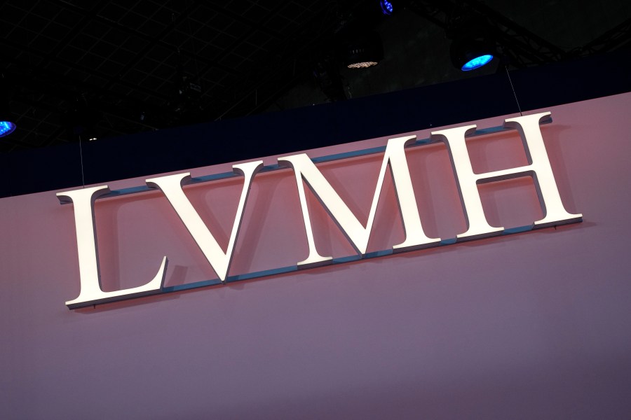 FILE - The LVMH logo is photographed at the Vivatech show in Paris, June 15, 2023. The world’s biggest luxury group, LVMH Moët Hennessy Louis Vuitton, officially announced a sponsorship deal Monday, July 24, 2023 with the 2024 Paris Olympics and Paralympics, joining the ranks of top-tier French sponsors such as banking group BPCE, pharmaceutical maker Sanofi and supermarket operator Carrefour. (AP Photo/Michel Euler, File)