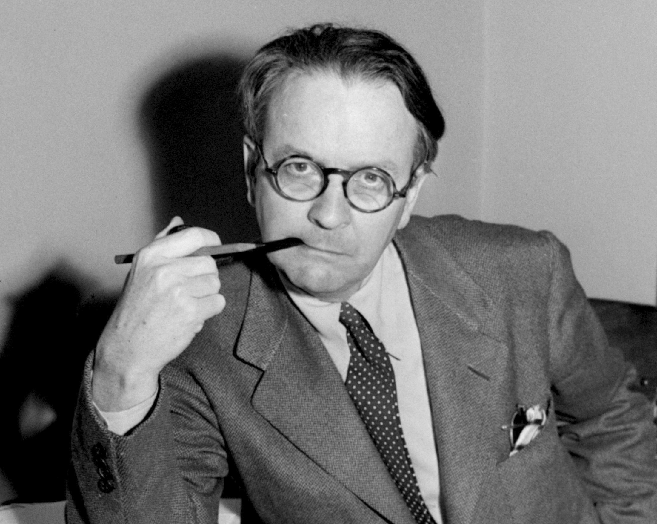 FILE - This 1946 file photo shows mystery novelist and screenwriter Raymond Chandler. A rare and newly published Raymond Chandler poem is an ode to his late wife, Cissy. (AP Photo, File)