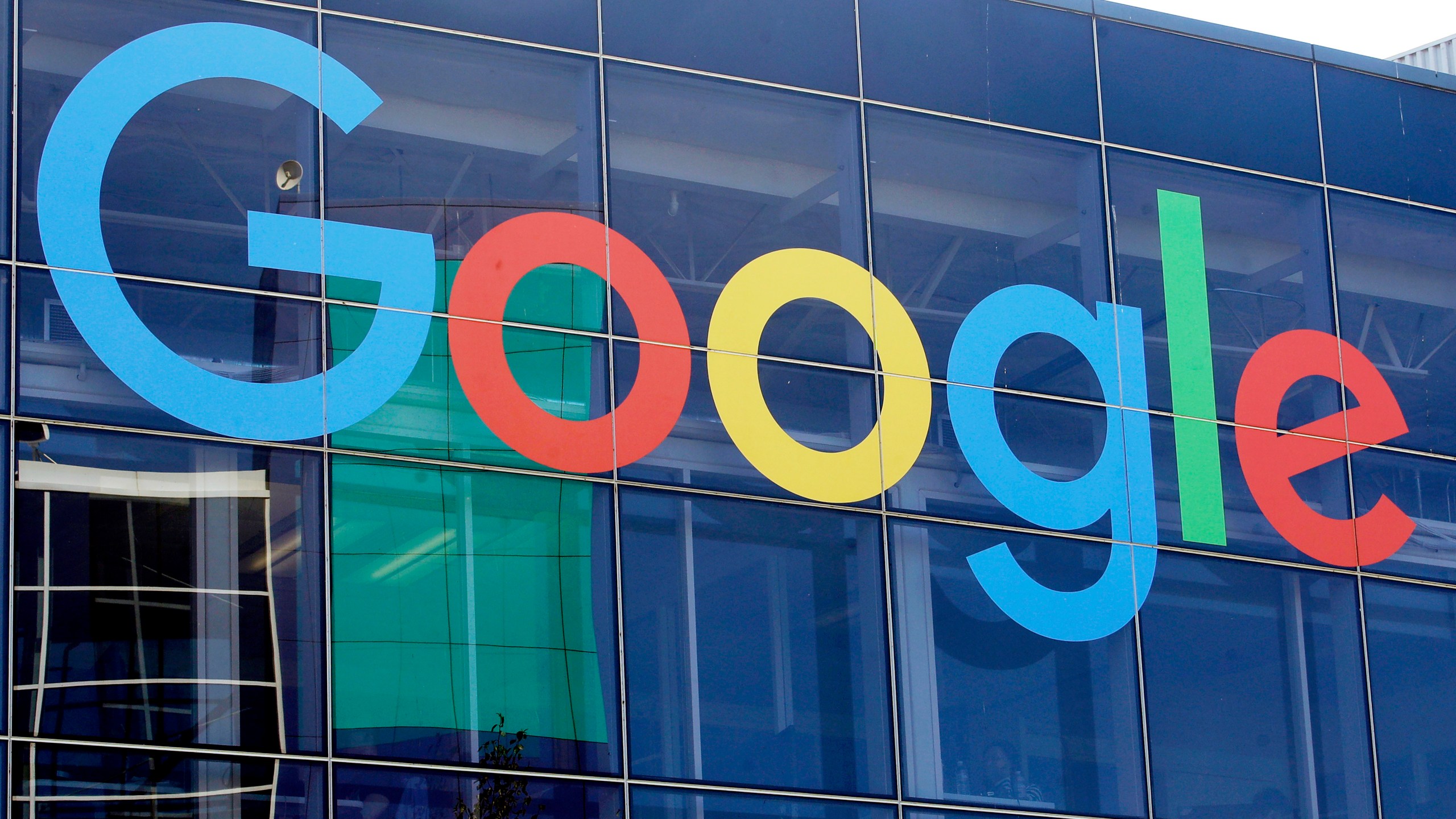 FILE -- A sign is shown on a Google building at their campus in Mountain View, Calif., on Sept. 24, 2019. On Friday, April 12, 2024, Google announced it was testing removing links to California news websites from some people's search results. The search giant said it was preparing in case the Legislature passed a bill requiring it to pay media companies a fee for linking to its content. (AP Photo/Jeff Chiu, File)