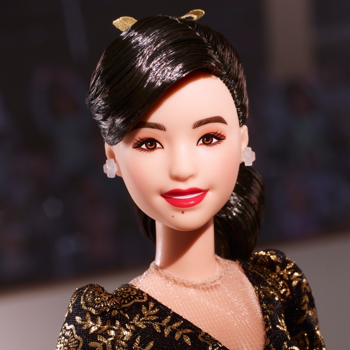 This image provided by Mattel in April 2024 shows the company's Kristi Yamaguchi Barbie doll. Yamaguchi became the first Asian American to win an individual gold medal for figure skating at the 1992 Winter Olympics. (Mattel via AP)