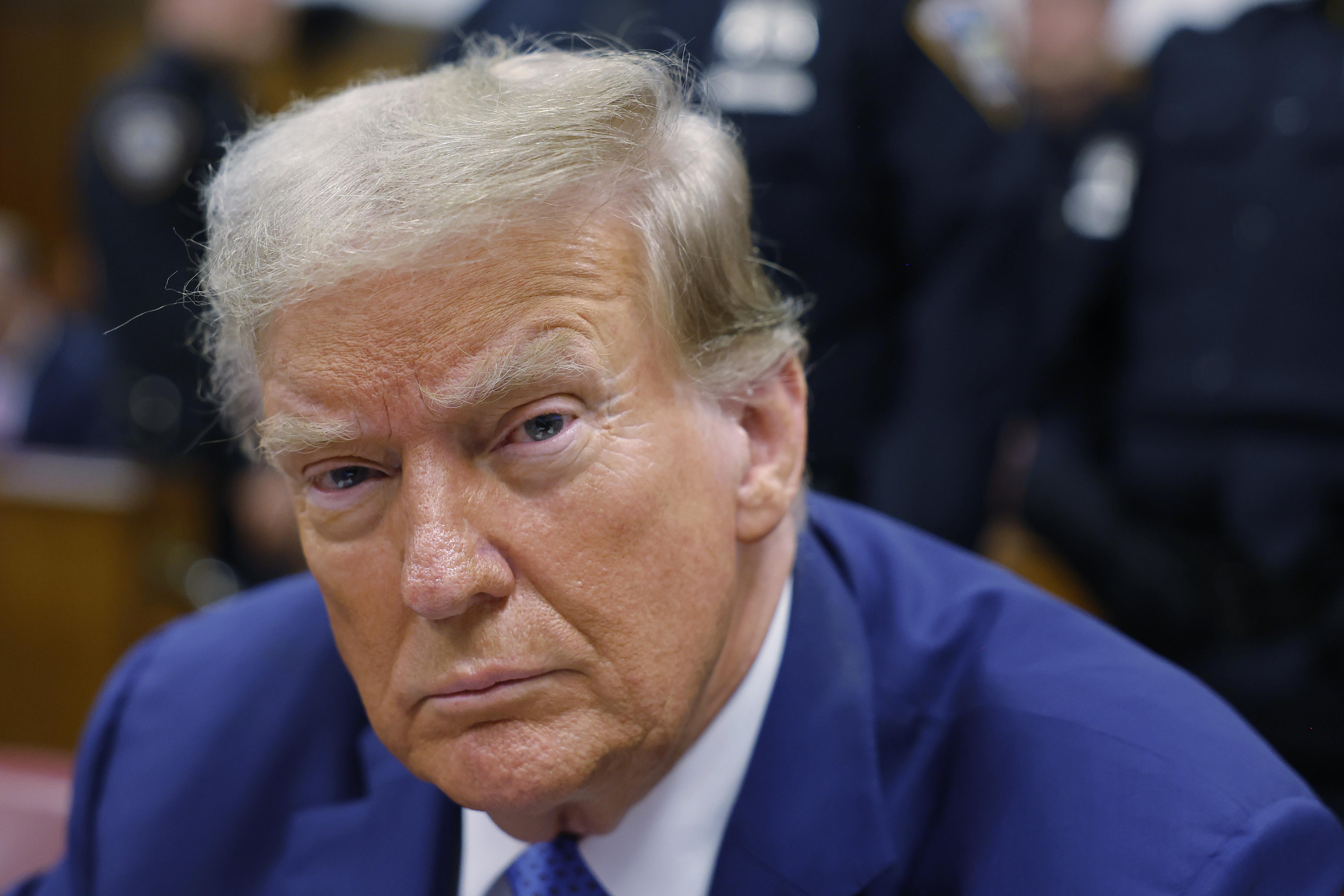 Former President Donald Trump appears at Manhattan Criminal Court on Monday, May 20, 2024 in New York. (Michael M. Santiago/Pool Photo via AP)