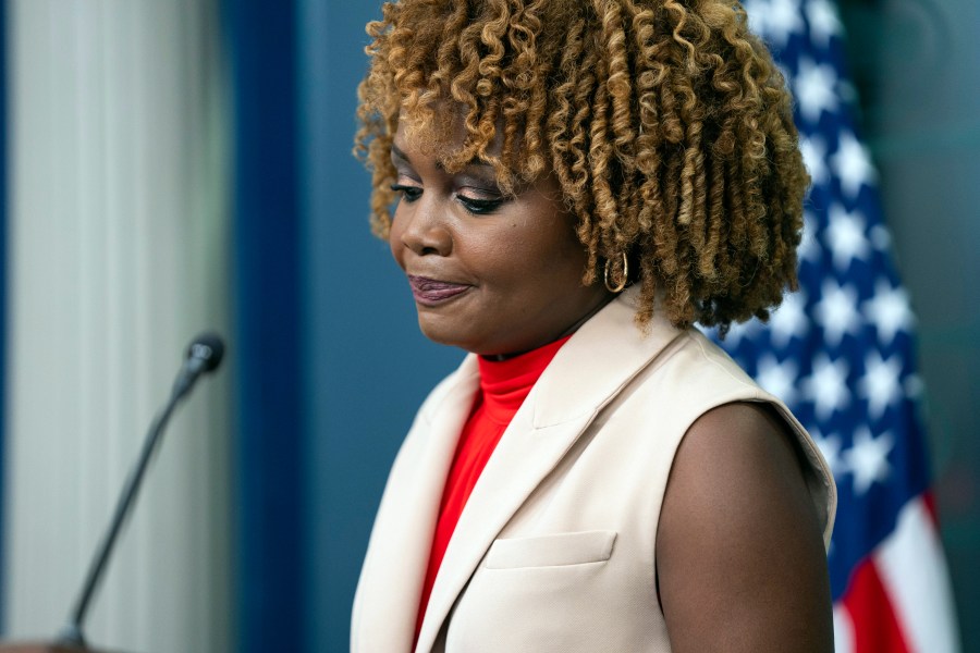 White House press secretary Karine Jean-Pierre speaks during a press briefing, Wednesday, July 3, 2024, in Washington. (AP Photo/Evan Vucci)