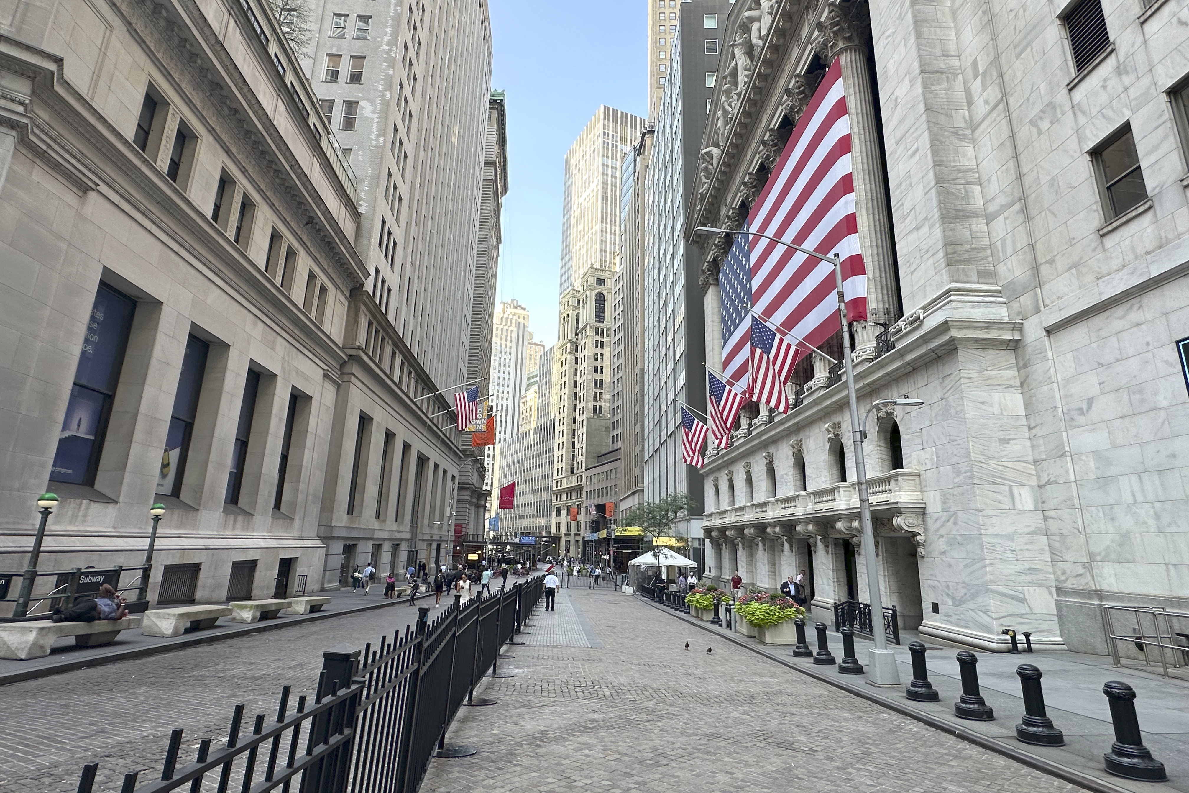 FILE - The New York Stock Exchange is shown on July 16, 2024, in New York. Shares have fallen in Asia on Friday, July 19, 2024, after a broad washout across Wall Street dragged U.S. stocks lower. (AP Photo/Peter Morgan, File)