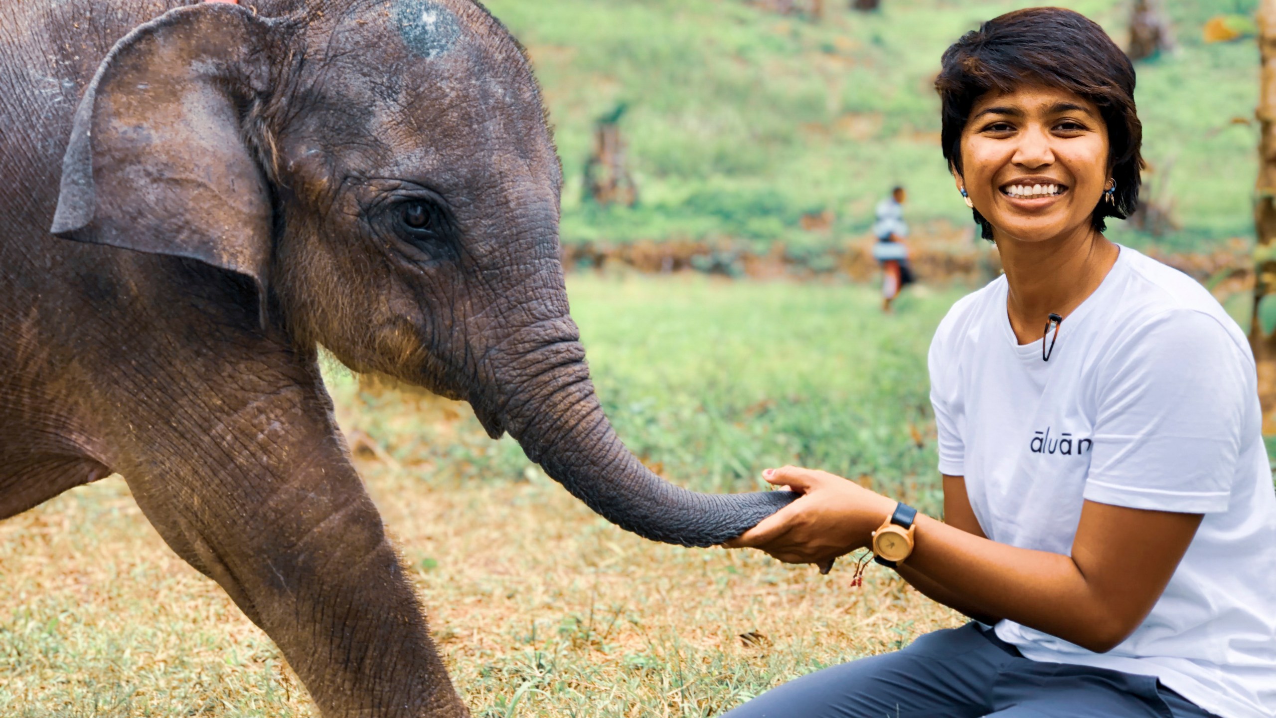 This undated photo provided by the Ramon Magsaysay Award Foundation shows 2024 Ramon Magsaysay Awardee for Emergent Leadership, Farwiza Farhan, from Indonesia, sitting beside an elephant. (INDONESIA-Farhan/Ramon Magsaysay Awards Foundation via AP)