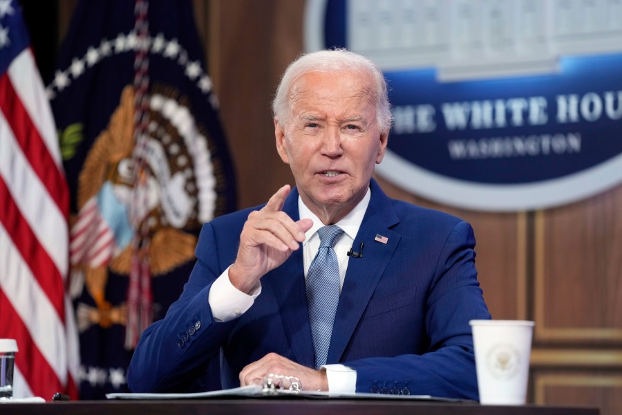 President Joe Biden speaks in the South Court Auditorium on the White House complex in Washington, Tuesday, Sept. 3, 2024, to kickoff the Investing in America event. (AP Photo/Susan Walsh)