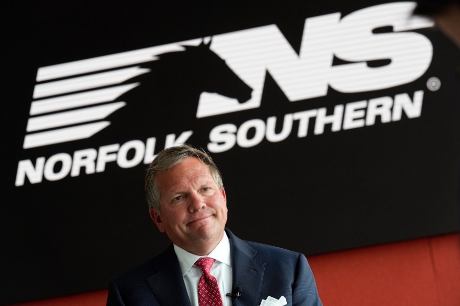 FILE - Norfolk Southern Railroad CEO Alan Shaw speaks during an interview Wednesday, June 21, 2023, in Atlanta. (AP Photo/John Bazemore, File)