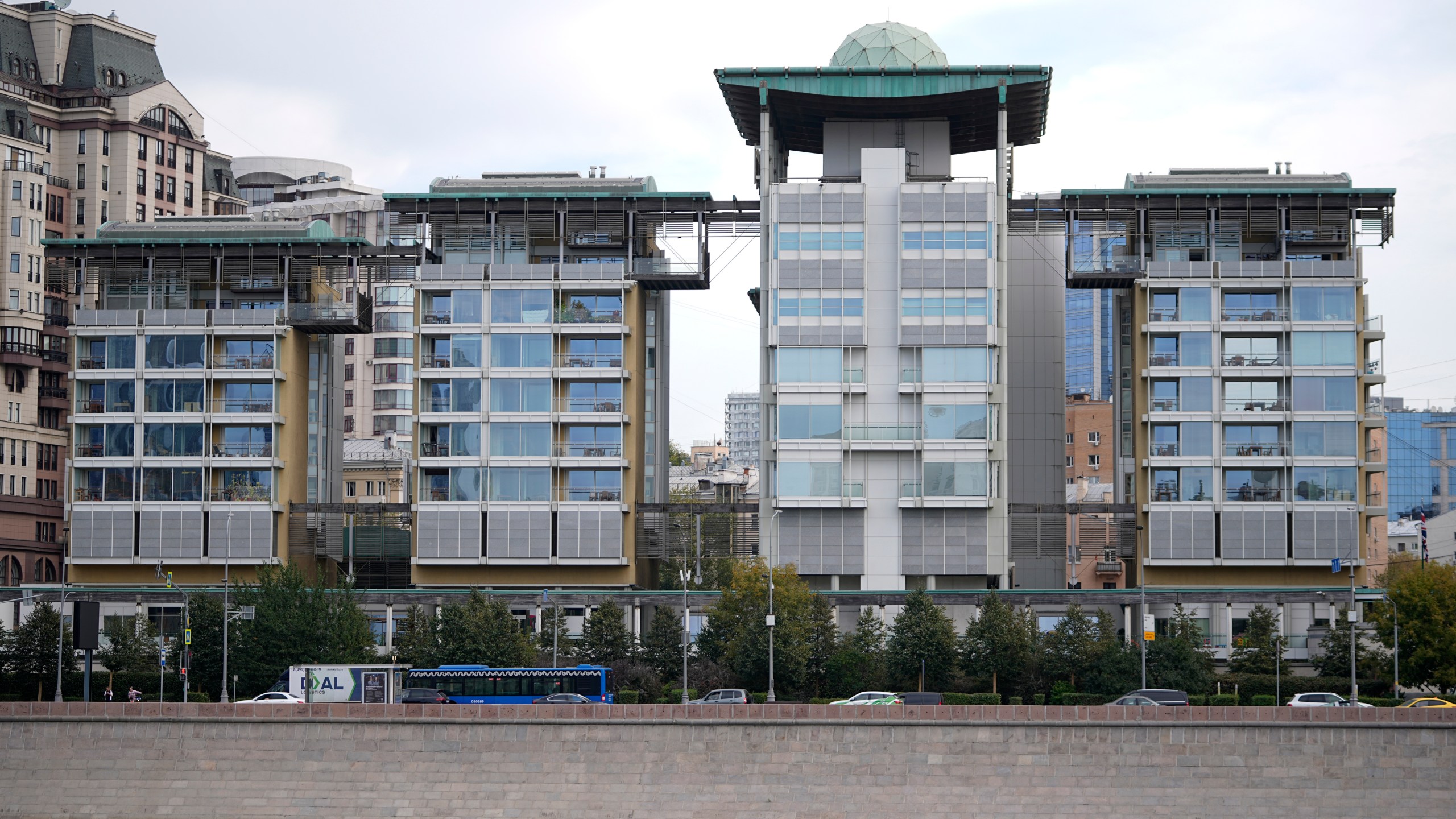 A view of the British Embassy building in Moscow, Russia, Friday, Sept. 13, 2024. (AP Photo)