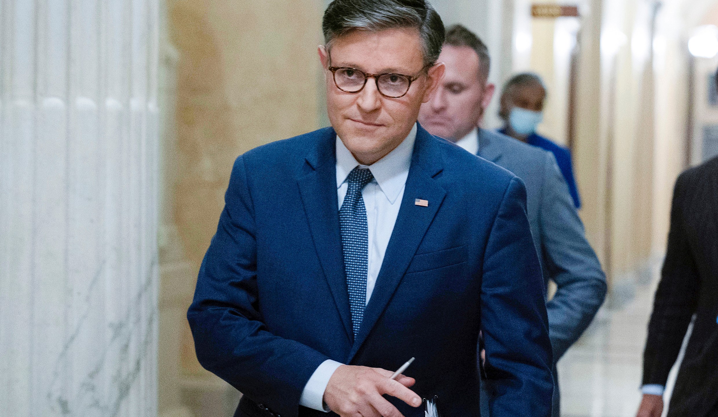 FILE - Speaker of the House Mike Johnson, R-La., walks to a meeting at the Capitol in Washington, Sept. 11, 2024. (AP Photo/Jose Luis Magana, File)