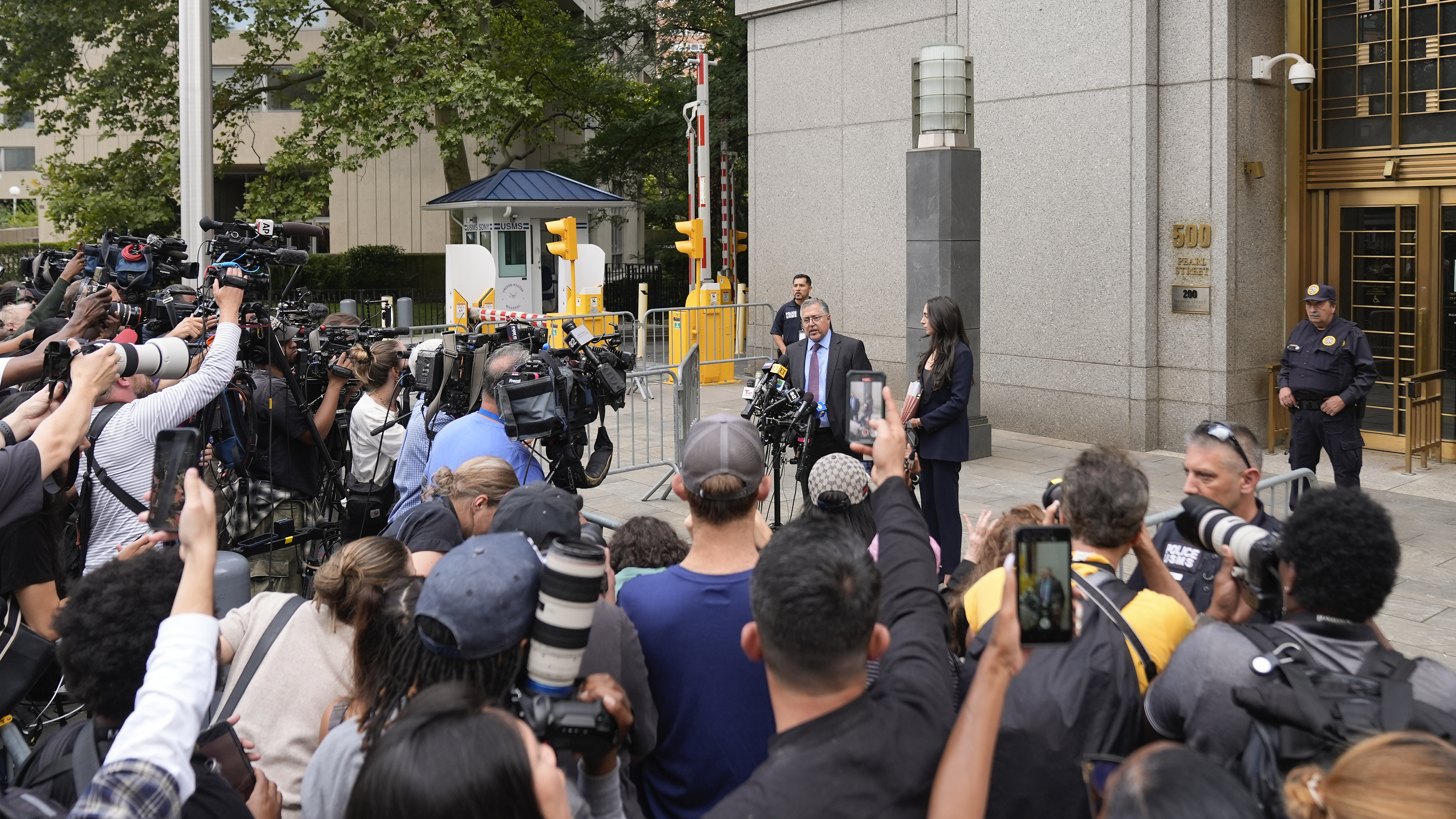 Marc Agnifilo, attorney for Sean "Diddy" Combs, speaks to the media after leaving Manhattan federal court, Tuesday, Sept. 17, 2024, in New York. (AP Photo/Pamela Smith)