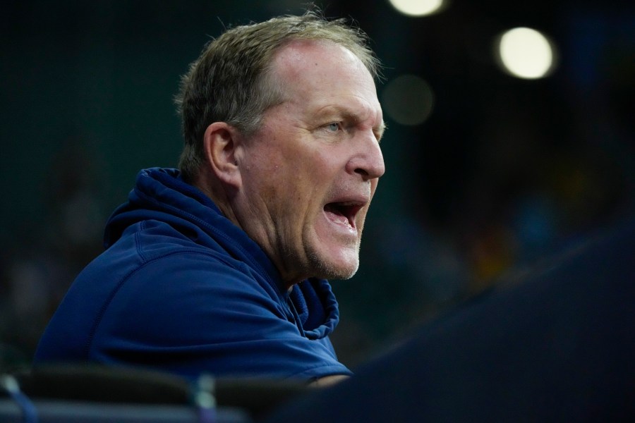 Milwaukee Brewers manager Pat Murphy is seen during the third inning of a baseball game against the Philadelphia Phillies Monday, Sept. 16, 2024, in Milwaukee. (AP Photo/Morry Gash)