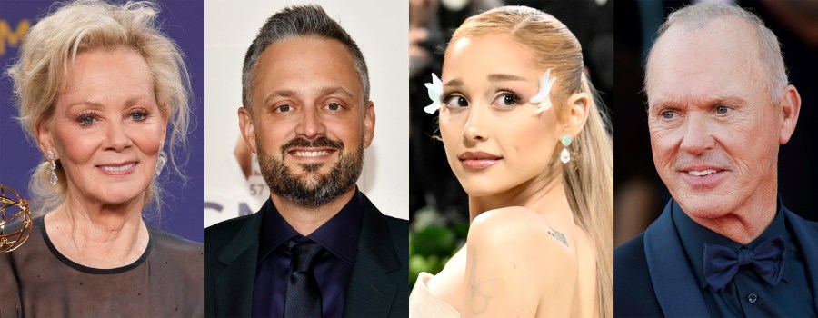 This combination of photos shows Jean Smart, from left, Nate Bargatze, Ariana Grande, and Michael Keaton, who will host upcoming episodes of "Saturday Night Live." (AP Photo)