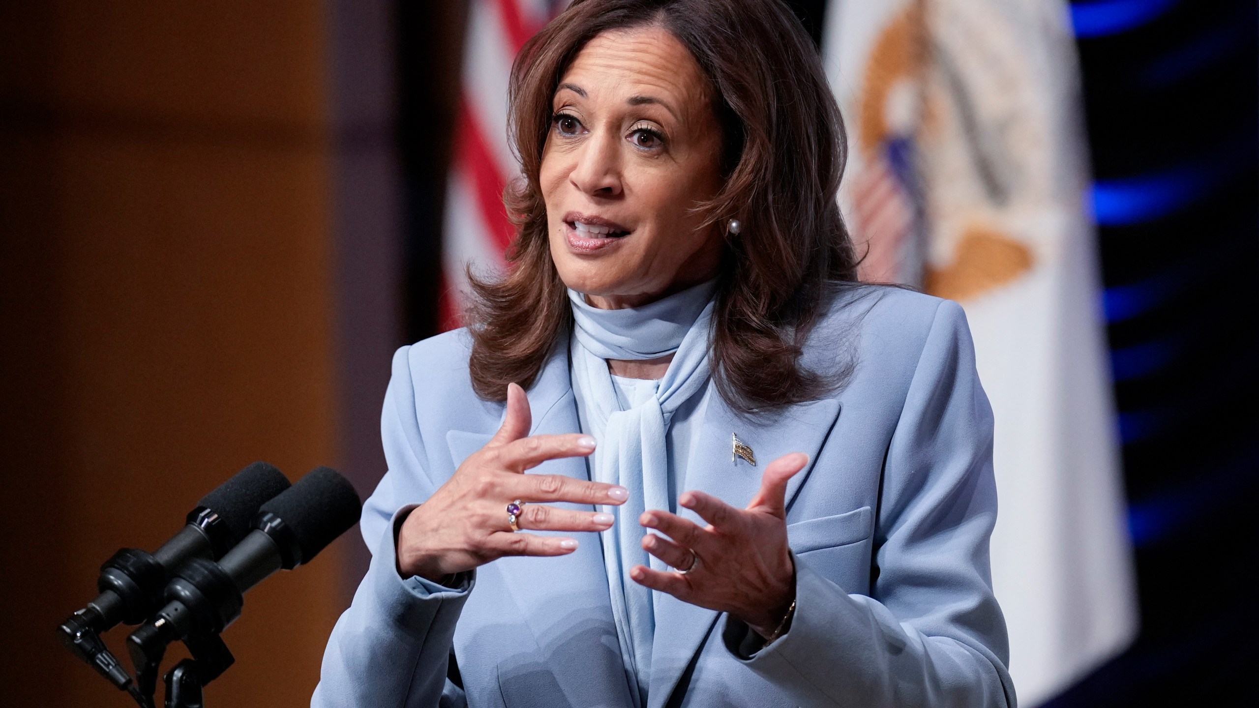 Democratic presidential nominee Vice President Kamala Harris speaks at the Congressional Hispanic Caucus Institute (CHCI) leadership conference, Wednesday, Sept. 18, 2024, in Washington. (AP Photo/Jacquelyn Martin)