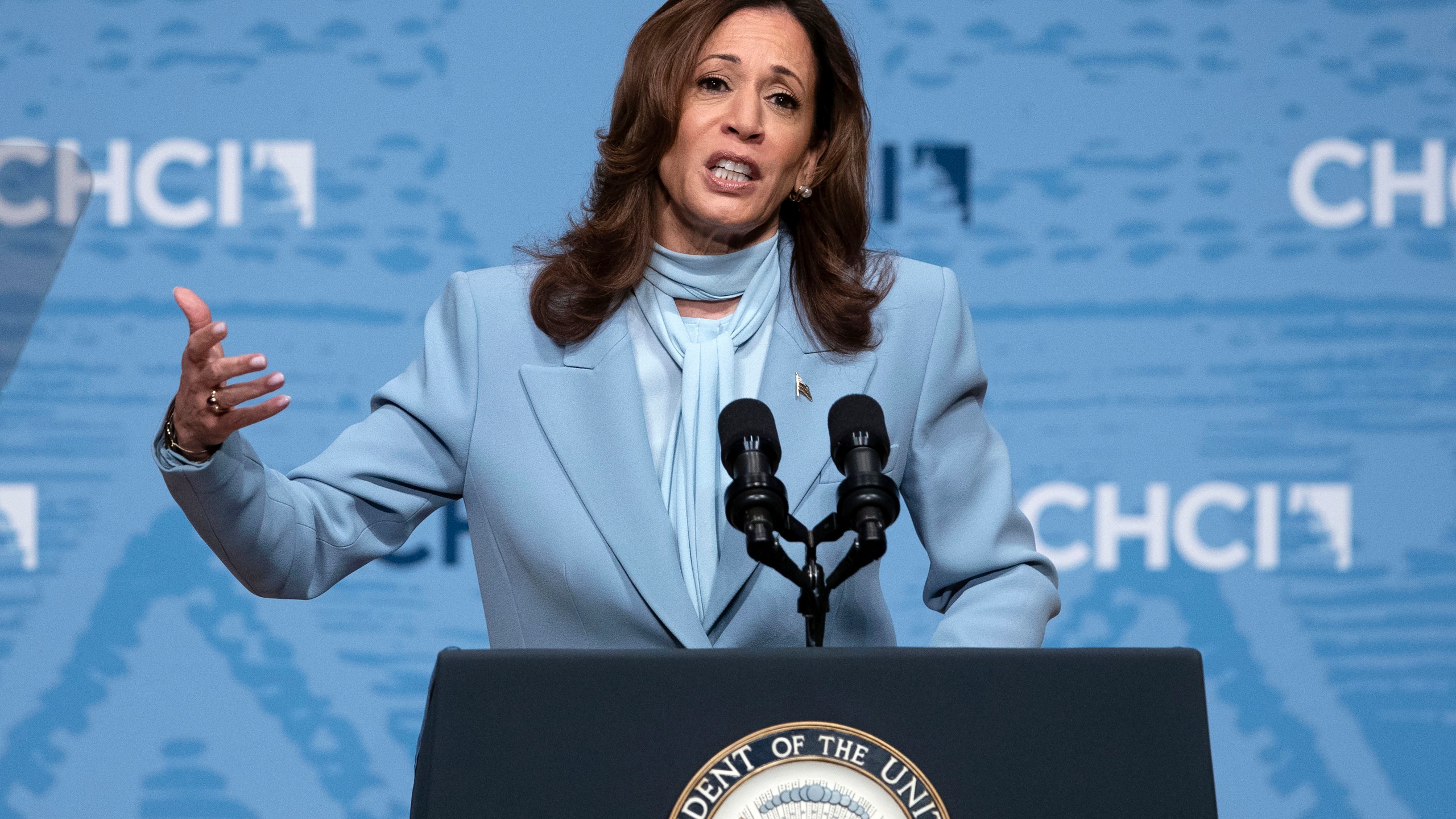 Democratic presidential nominee Vice President Kamala Harris speaks at Congressional Hispanic Caucus Institute (CHCI) Leadership Conference, at Ronald Reagan Building in Washington, Wednesday, Sept. 18, 2024. (AP Photo/Jose Luis Magana)