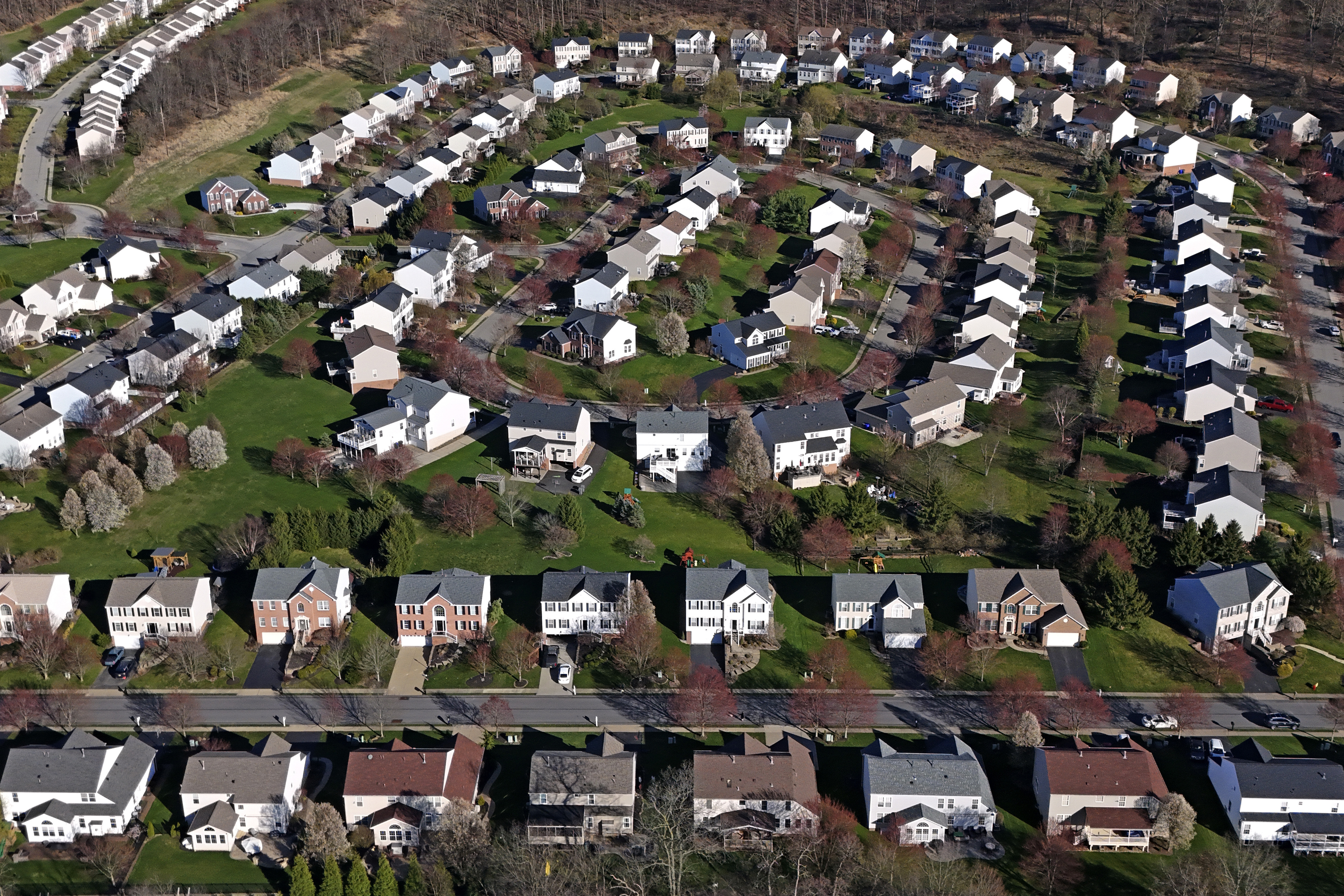 FILE - A housing development in Cranberry Township, Pa., is shown on March 29, 2024. (AP Photo/Gene J. Puskar)