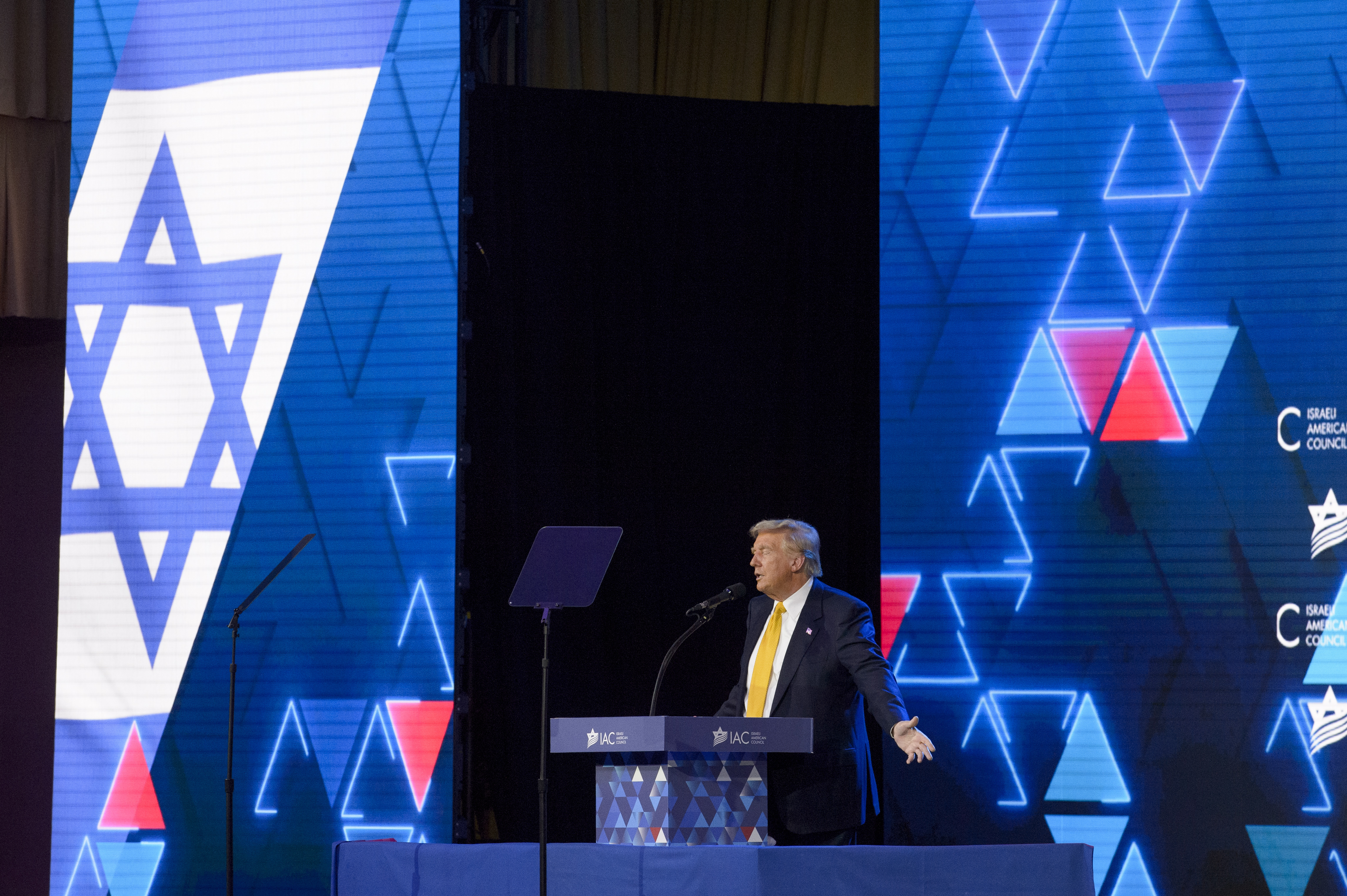 Former President Donald Trump delivers remarks during the Israeli American Council 9th Annual National Summit at the Washington Hilton in Washington, Thursday, Sept. 19, 2024. (AP Photo/Rod Lamkey, Jr.)