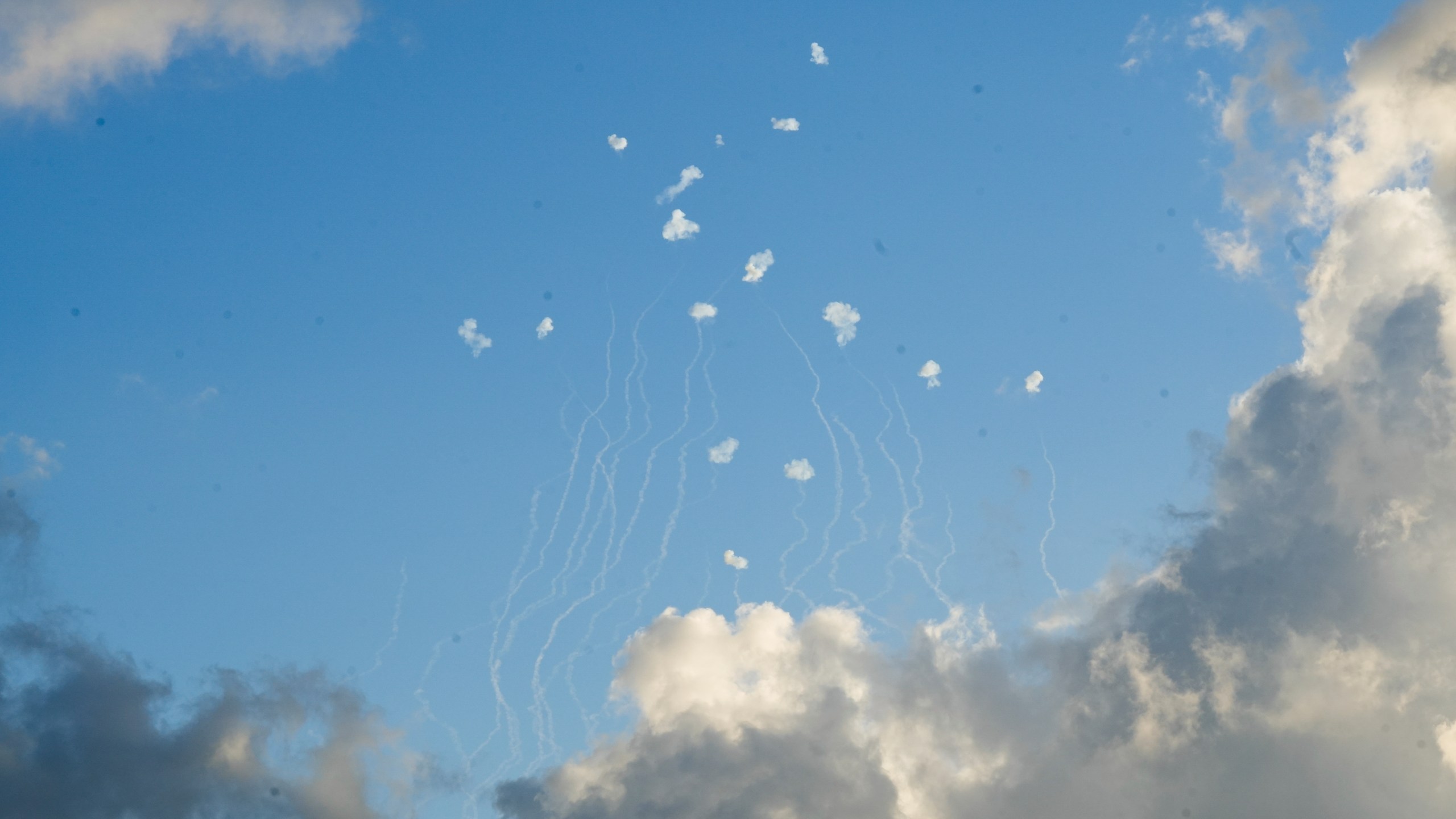 Israeli Iron Dome air defense system fires to intercept rockets that were launched from Lebanon, in northern Israel, Sunday, Sept. 22, 2024. (AP Photo/Baz Ratner)