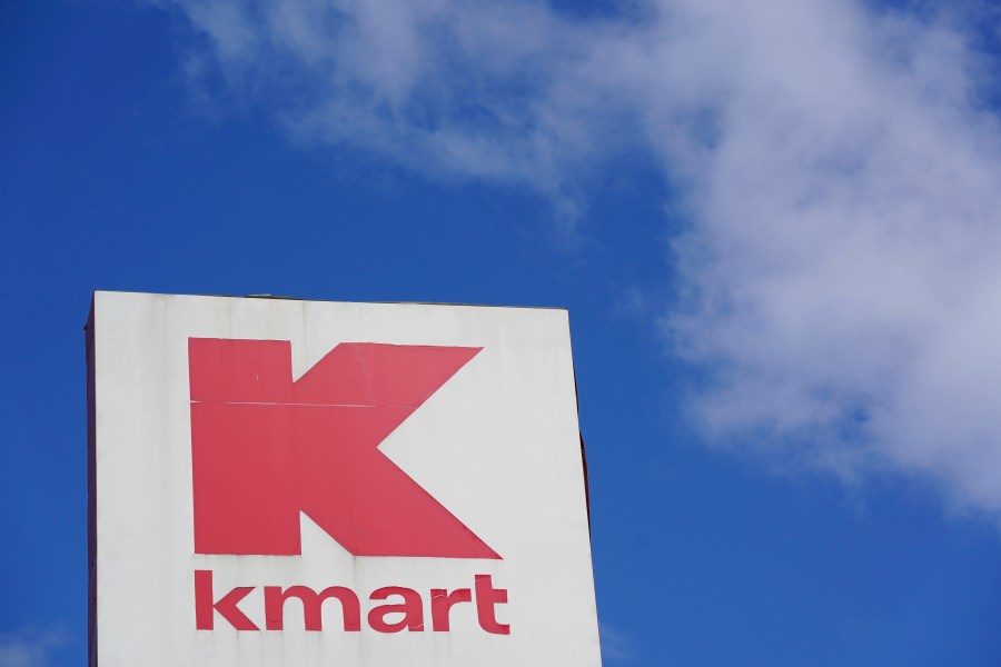 FILE - A large Kmart sign is displayed in front of a shopping plaza in Avenel, N.J., April 4, 2022. (AP Photo/Seth Wenig, File)