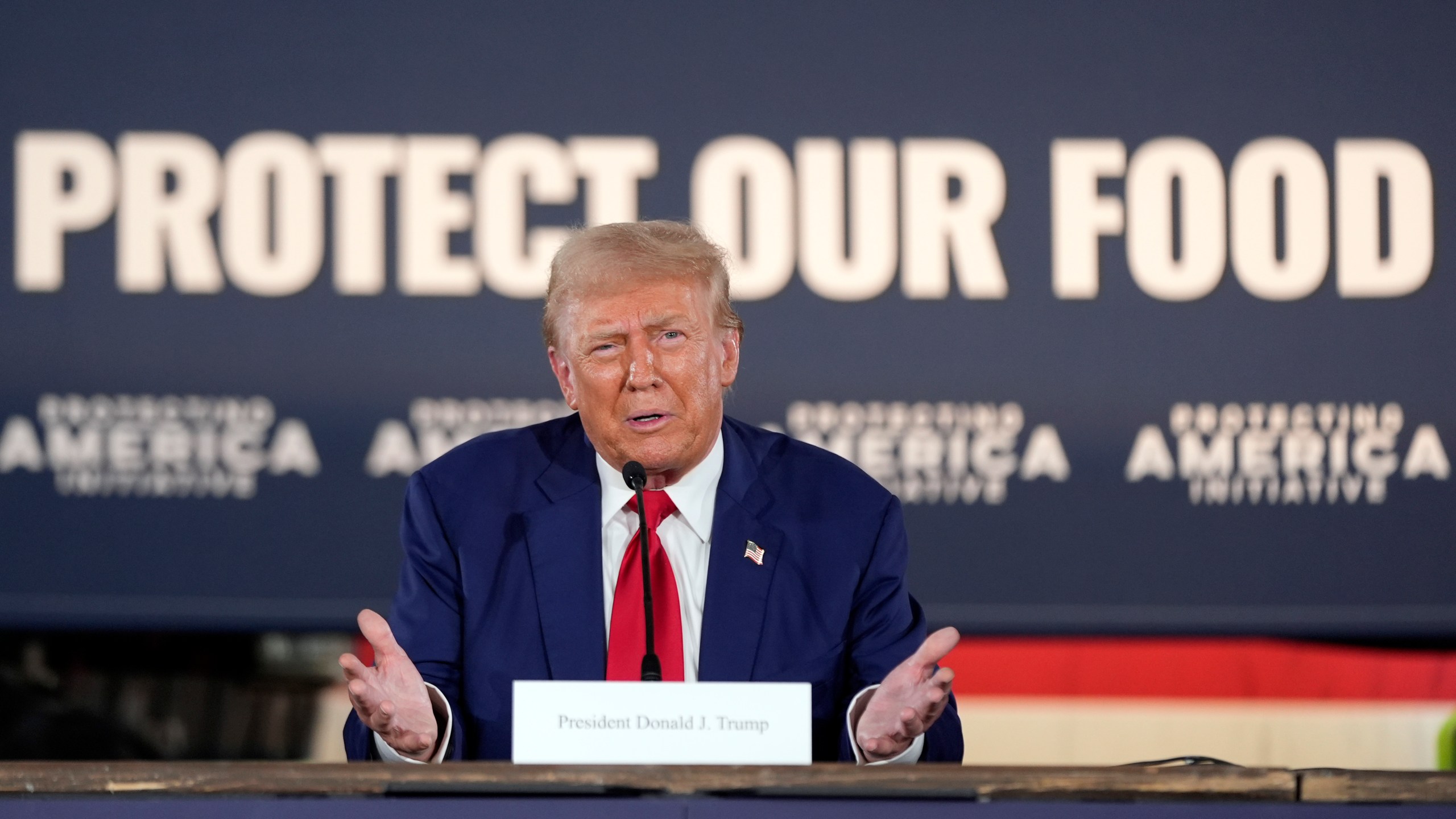 Republican presidential nominee former President Donald Trump speaks at a campaign event at a farm, Monday, Sept. 23, 2024, in Smithton, Pa. (AP Photo/Alex Brandon)