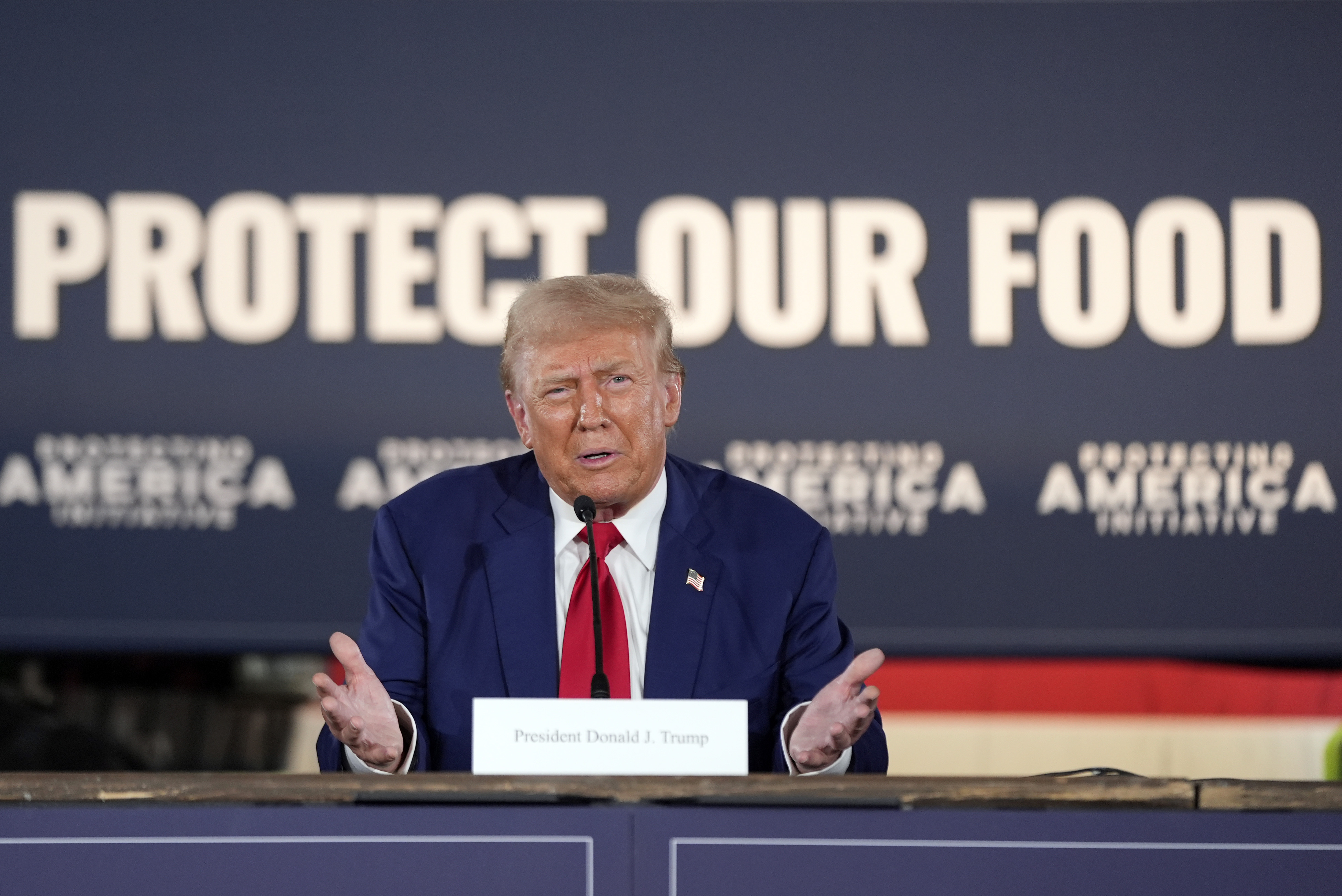 Republican presidential nominee former President Donald Trump speaks at a campaign event at a farm, Monday, Sept. 23, 2024, in Smithton, Pa. (AP Photo/Alex Brandon)