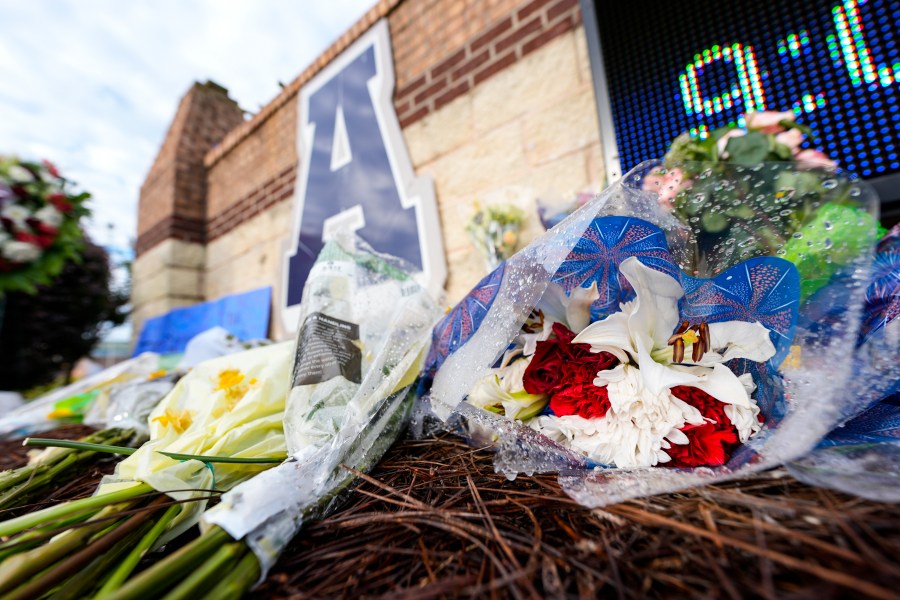 FILE - A memorial is seen at Apalachee High School after the Wednesday school shooting, Saturday, Sept. 7, 2024, in Winder, Ga. (AP Photo/Mike Stewart, File)