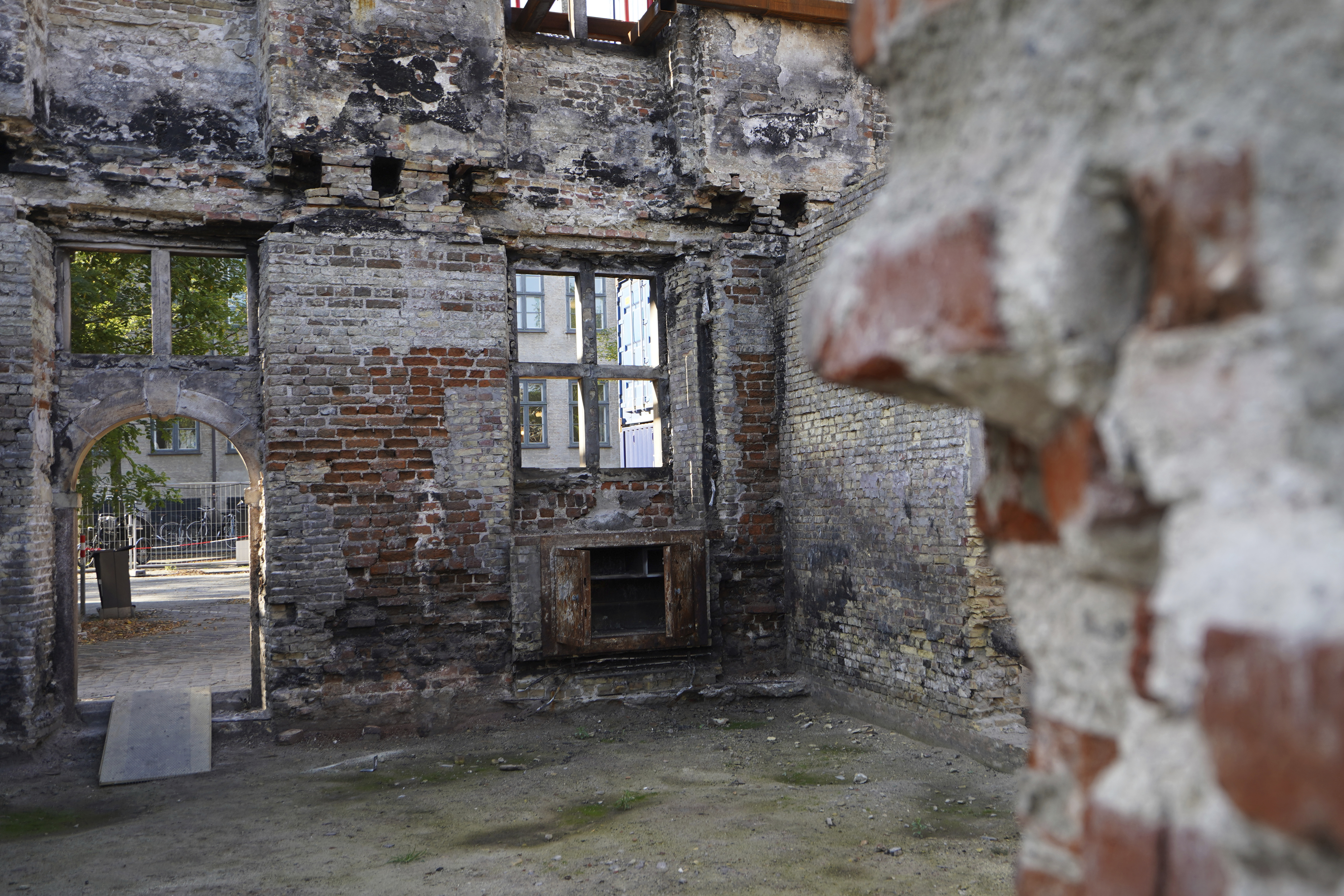 Remains of Copenhagen's Old Stock Exchange building are seen in Copenhagen, Denmark, Thursday, Sept. 19, 2024. (AP Photo James Brooks)