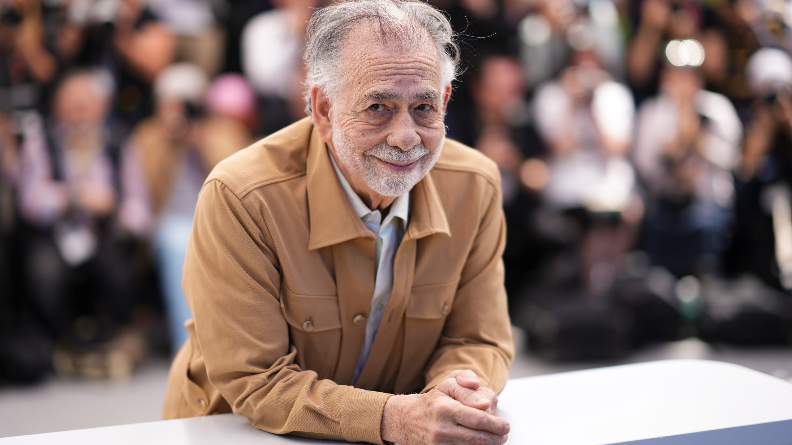 FILE - Director Francis Ford Coppola poses for photographers at the photo call for the film "Megalopolis" at the 77th international film festival, Cannes, southern France, Friday, May 17, 2024. (Photo by Scott A Garfitt/Invision/AP, File)