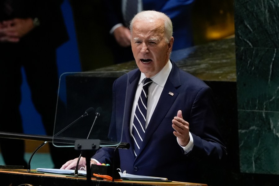 United States President Joe Biden addresses the 79th session of the United Nations General Assembly, Tuesday, Sept. 24, 2024, at UN headquarters. (AP Photo/Manuel Balce Ceneta)