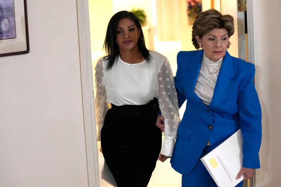 Attorney Gloria Allred, right, and Thalia Graves attend a press conference on Tuesday, Sept. 24, 2024, in Los Angeles. Graves is suing Sean "Diddy" Combs, accusing Combs of sexual assault in 2001. (AP Photo/Chris Pizzello)