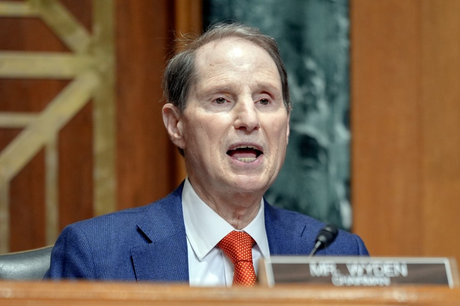 FILE - Sen. Ron Wyden, D-Ore., speaks during a hearing on Capitol Hill, March 20, 2024, in Washington. (AP Photo/Mariam Zuhaib, File)