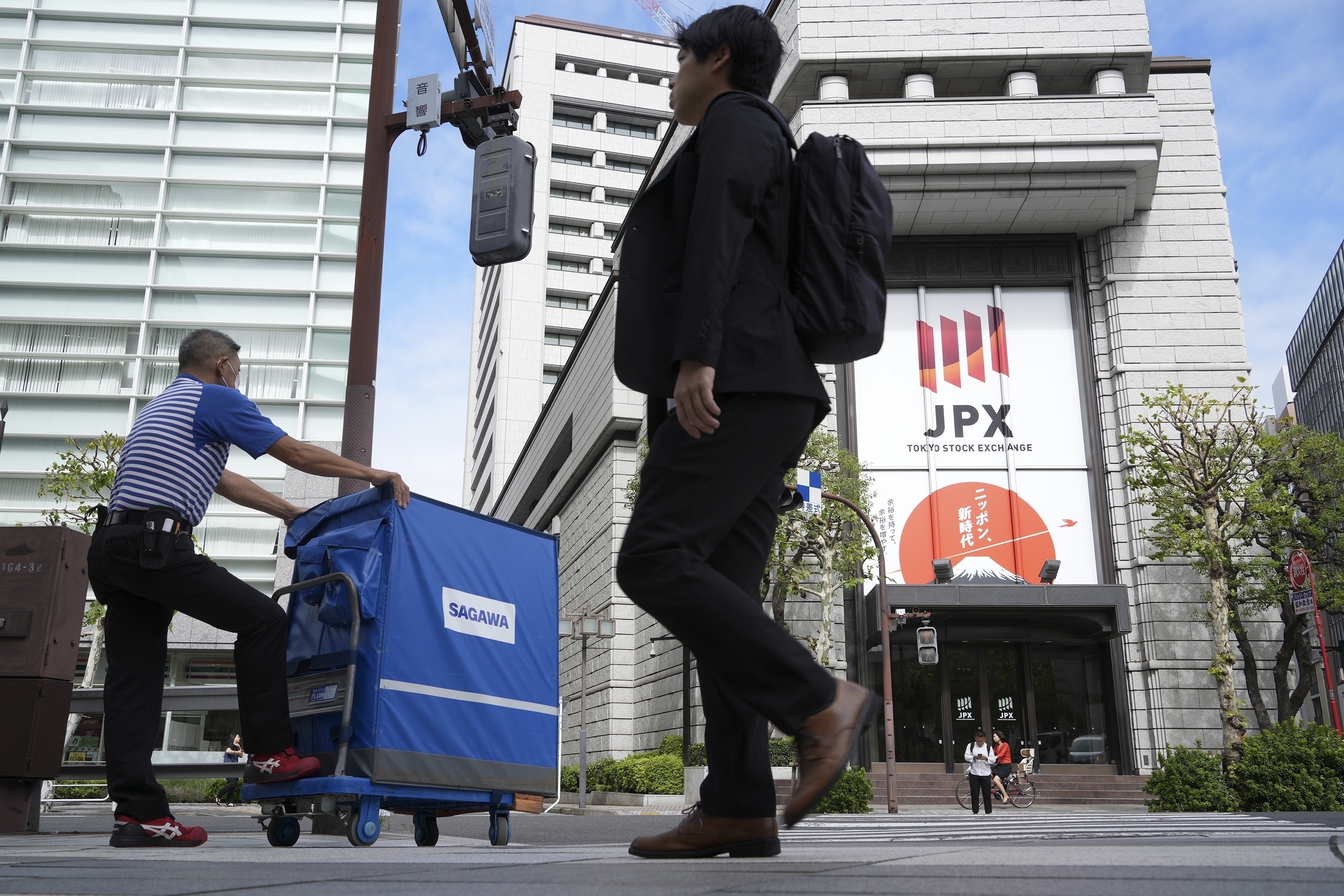 FILE - The Tokyo Stock Exchange building is seen Tuesday, Sept. 24, 2024, in Tokyo. (AP Photo/Eugene Hoshiko, File)