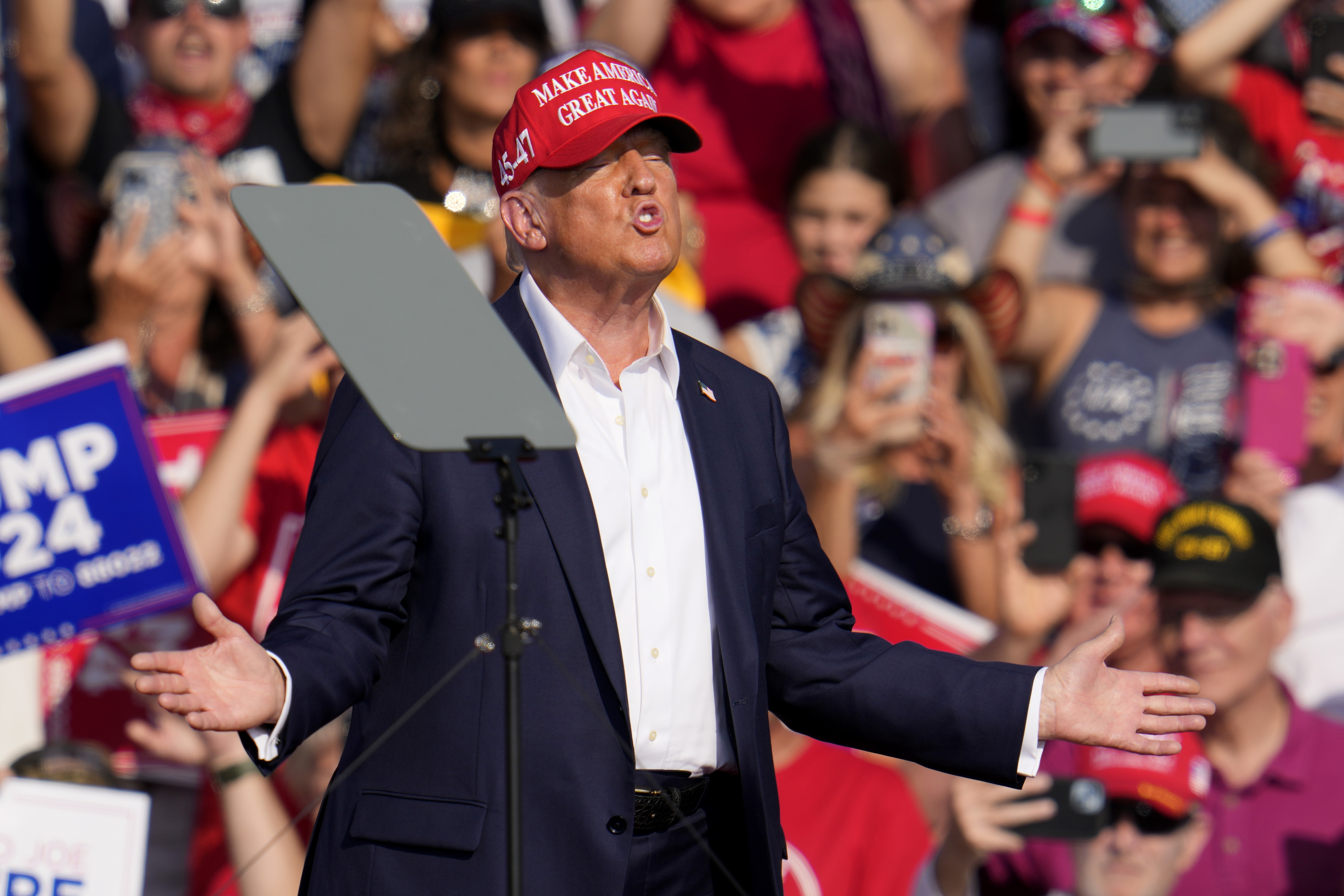 FILERepublican presidential candidate former President Donald Trump arrives for a campaign event in Butler, Pa., July 13, 2024. (AP Photo/Gene J. Puskar, File)