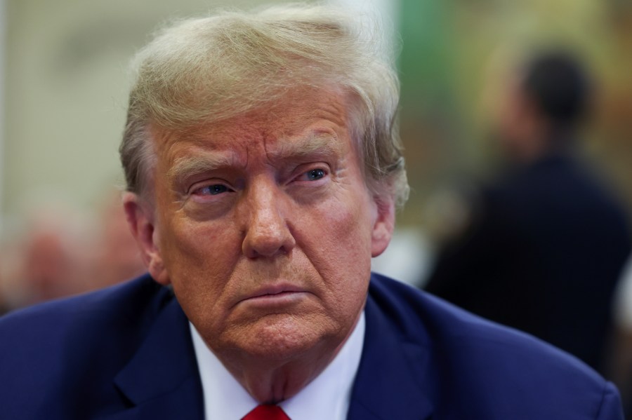 FILE - Former U.S. President Donald Trump attends the closing arguments in the Trump Organization civil fraud trial at New York State Supreme Court in New York, Jan. 11, 2024. (Shannon Stapleton/Pool Photo via AP, File)