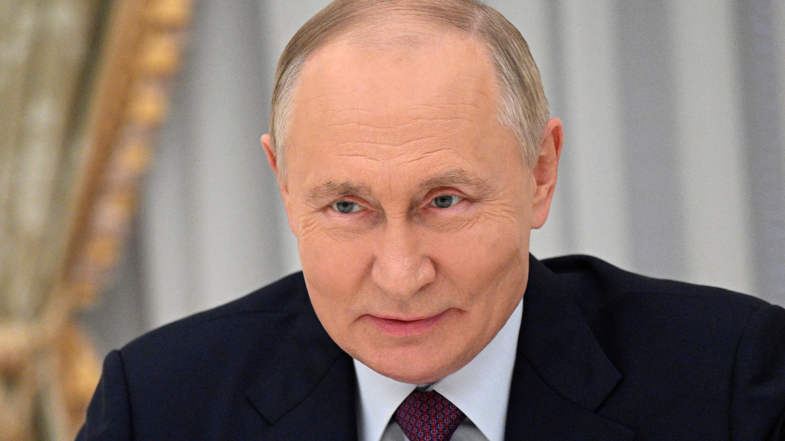 Russian President Vladimir Putin attends a meeting with Turkish Grand National Assembly speaker Numan Kurtulmus at the Kremlin in Moscow, Russia, Wednesday, Sept. 25, 2024. (Ramil Sitdikov, Sputnik, Kremlin Pool Photo via AP)