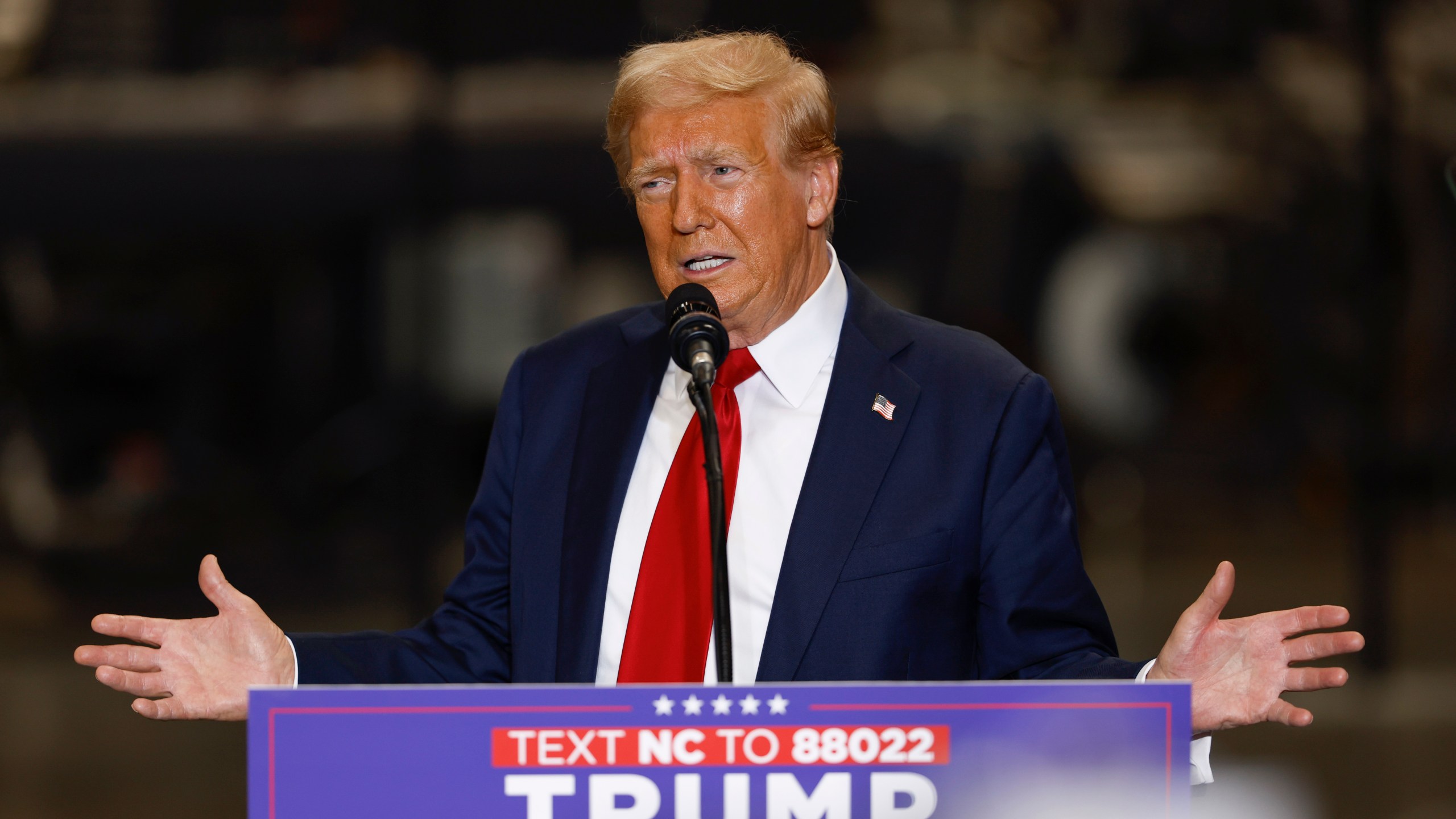 Republican presidential nominee former President Donald Trump speaks at a campaign event in Mint Hill, N.C., Wednesday, Sept. 25, 2024. (AP Photo/Nell Redmond)