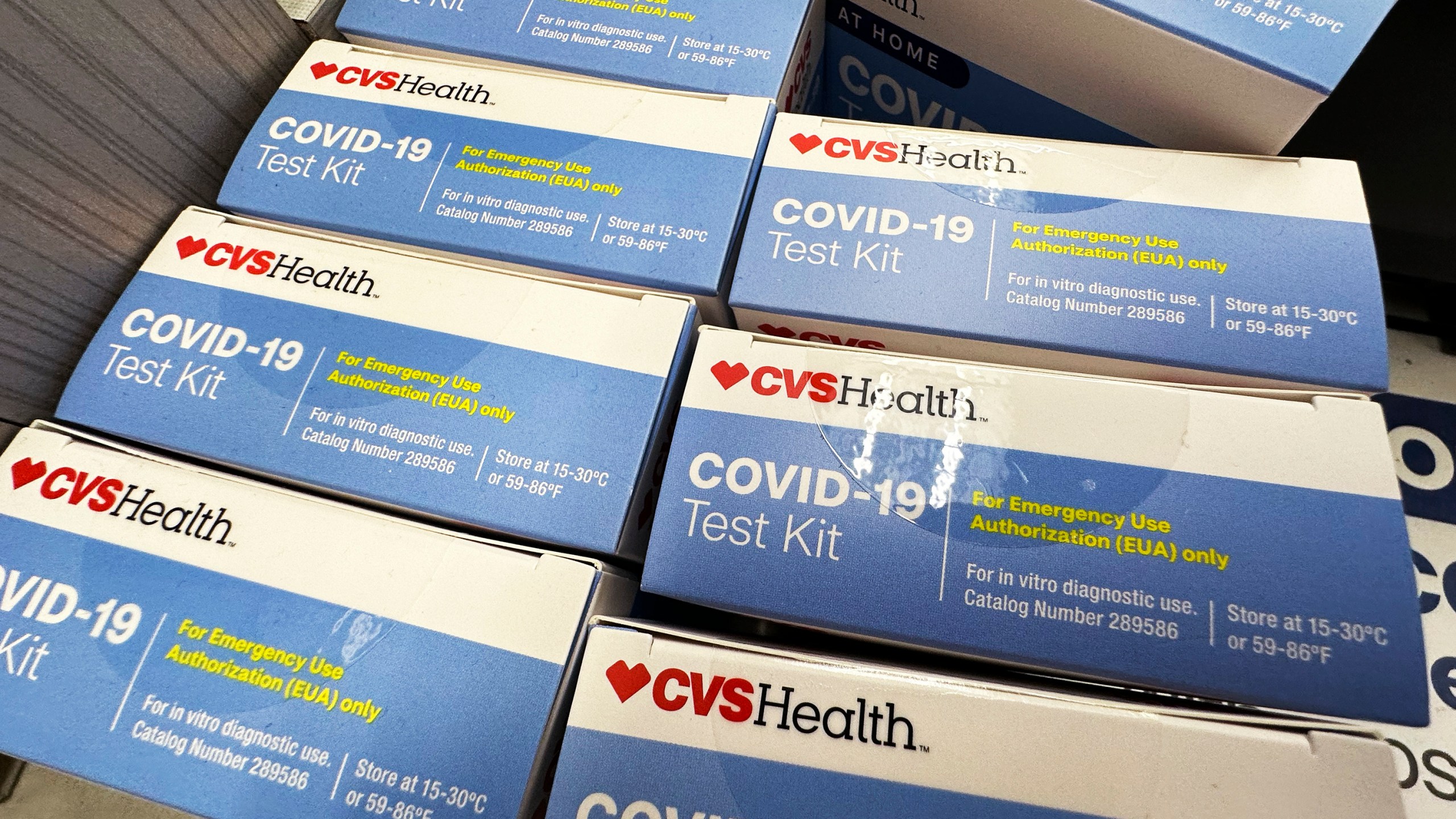 At-Home COVID-19 Test kits are displayed at a drug store in Buffalo Grove, Ill., Monday, Aug. 26, 2024. (AP Photo/Nam Y. Huh)