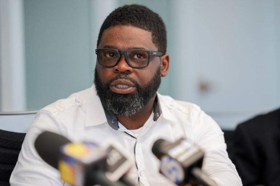 Alonzo Key, a Longshoreman Union member, speaks during a press conference announcing a class action claim against the owners of the Dali, the cargo ship that crashed into the Francis Scott Key Bridge, seeking damages for economic losses suffered by union members due to halted commerce in and out of the Port of Baltimore, Thursday, Sept. 26, 2024, in Baltimore. (AP Photo/Stephanie Scarbrough)