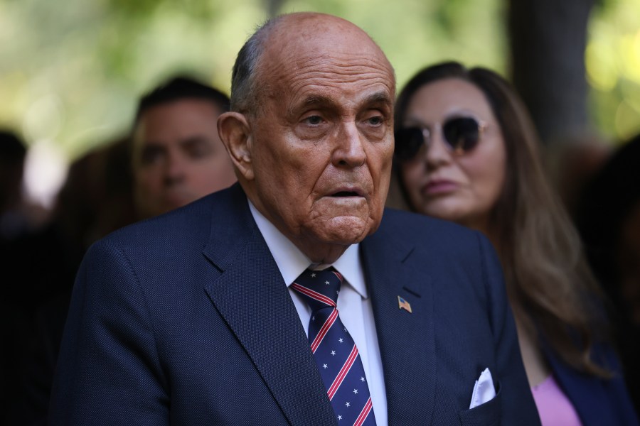 Former New York City Mayor Rudy Giuliani, attends the 9/11 Memorial ceremony on the 23rd anniversary of the Sept. 11, 2001 attacks, Wednesday, Sept. 11, 2024, in New York. (AP Photo/Yuki Iwamura)