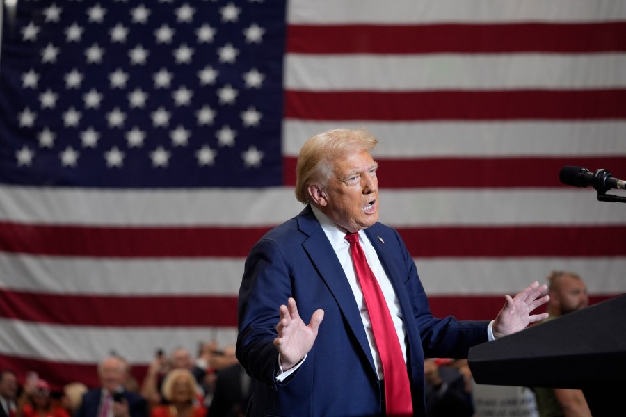 Republican presidential nominee former President Donald Trump speaks during a campaign event, Wednesday, Sept. 25, 2024, in Mint Hill, N.C. (AP Photo/Evan Vucci)