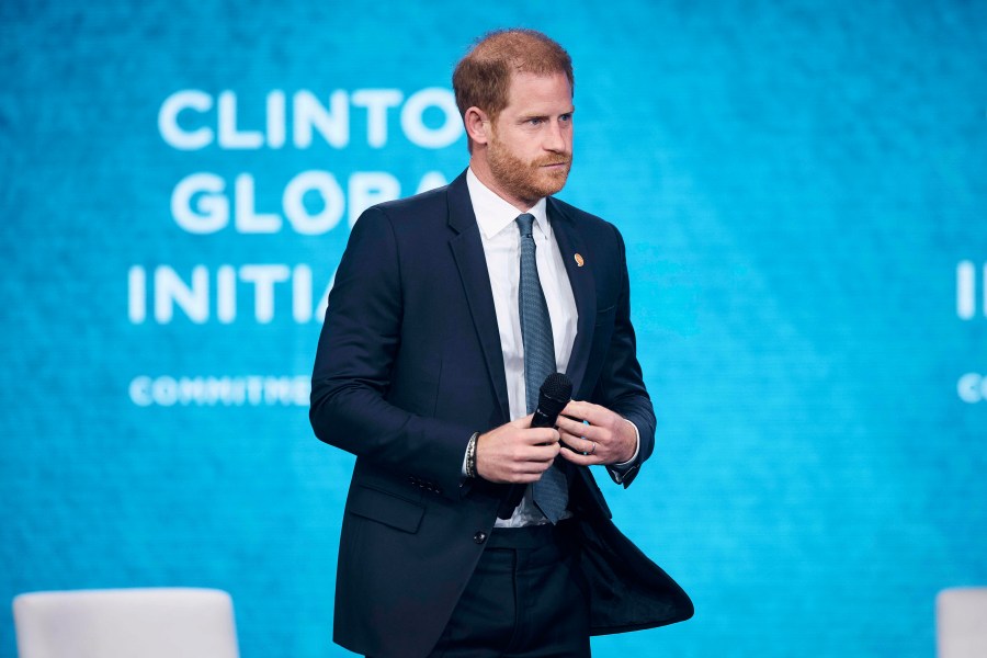 Britain's Prince Harry speaks during the Clinton Global Initiative, on Tuesday, Sept. 24, 2024, in New York. (AP Photo/Andres Kudacki)