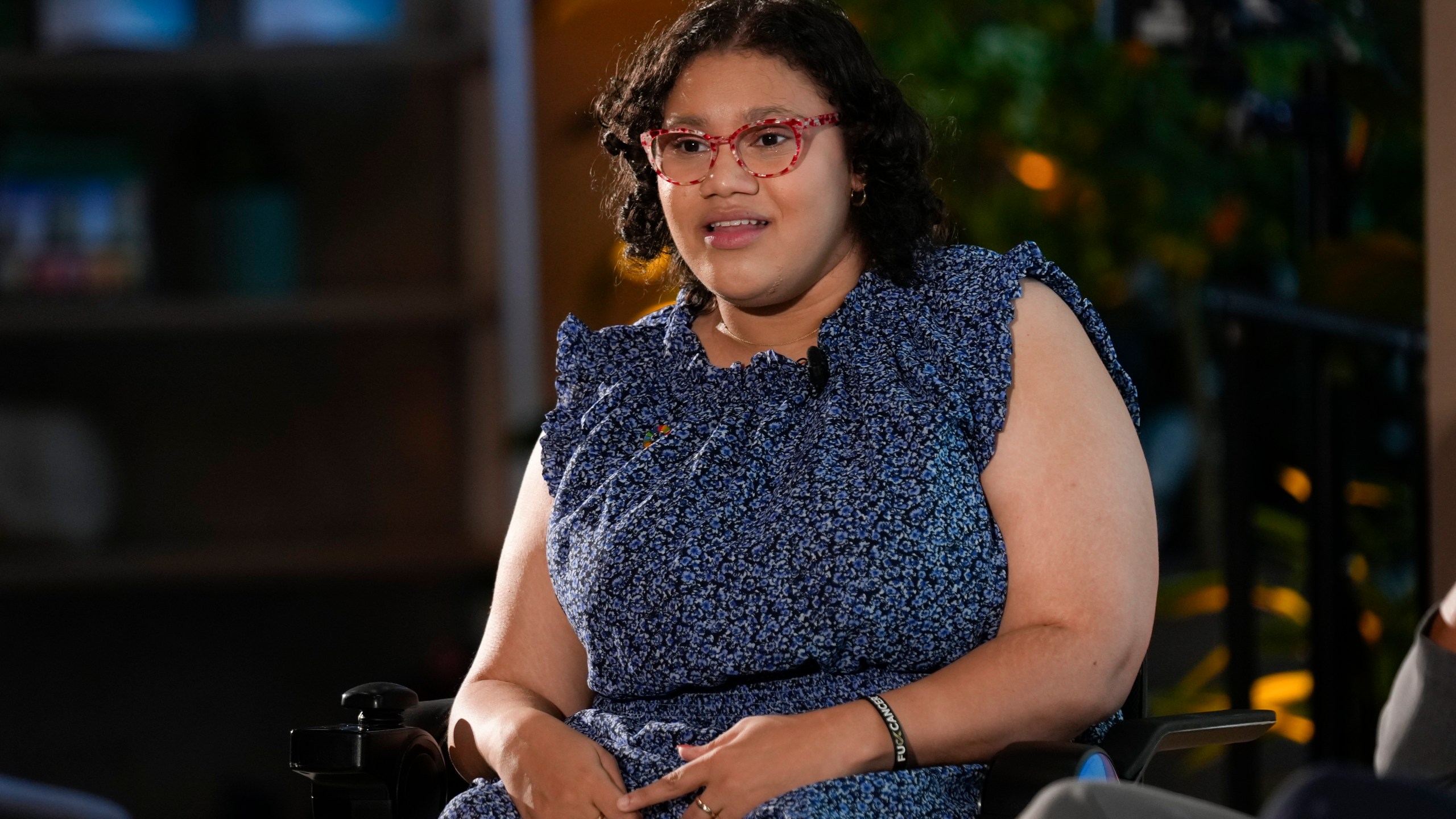 Daphne Frias speaks during an event at United Nations headquarters, Thursday, Sept. 26, 2024. (AP Photo/Seth Wenig)