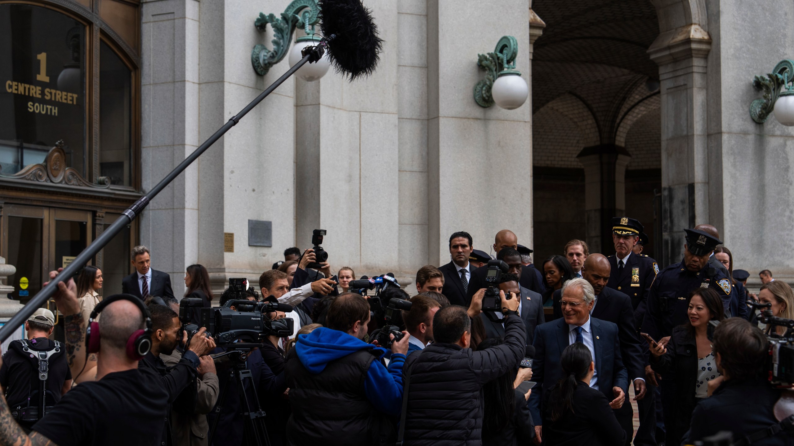 Bruce Altman films an episode of Law & Order, Friday, Sept. 27, 2024, in New York. (AP Photo/Julia Demaree Nikhinson)