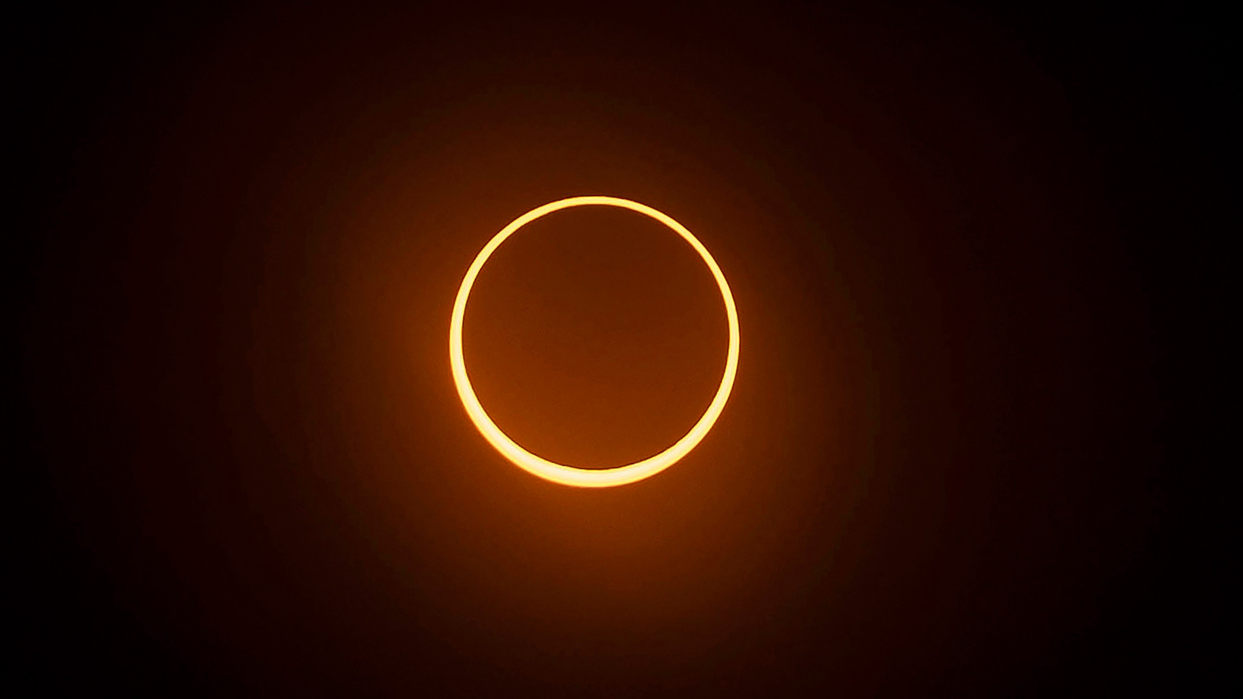 FILE - The "ring of fire" annular eclipse during the Albuquerque International Balloon Fiesta in Albuquerque, N.M., on Saturday, Oct. 14, 2023. (Chancey Bush/The Albuquerque Journal via AP, File)