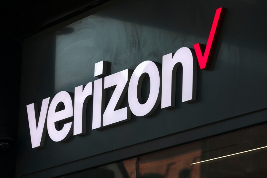 FILE - The Verizon logo is seen on a storefront, Friday, Sep. 1, 2023, in Boston. (AP Photo/Michael Dwyer, File)