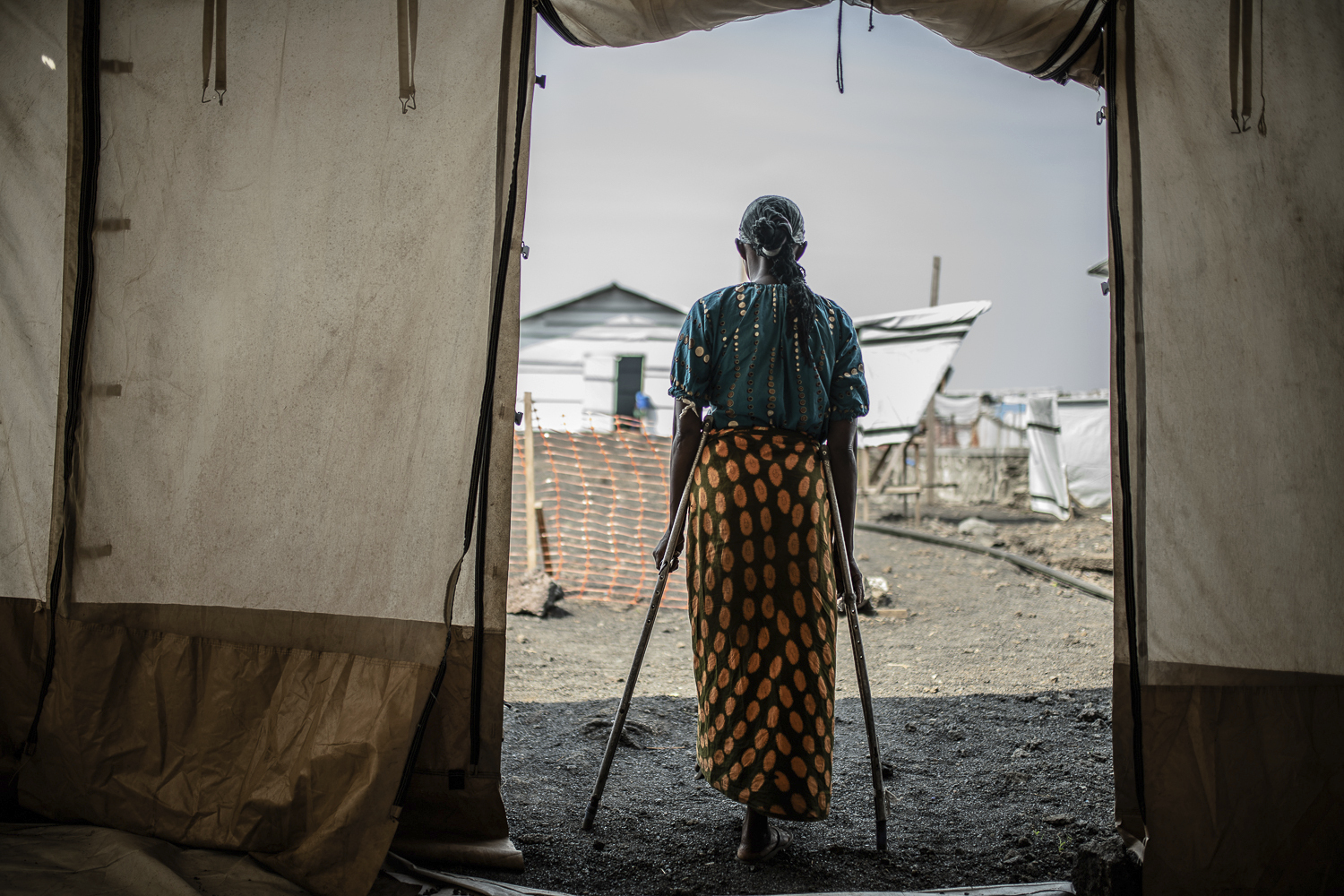 FILE - A 42-year-old mother of four who was raped in the Bulengo displacement camp where she had fled war in eastern Congo poses for a photograph Aug. 23, 2023. (AP Photo/Moses Sawasawa, File)