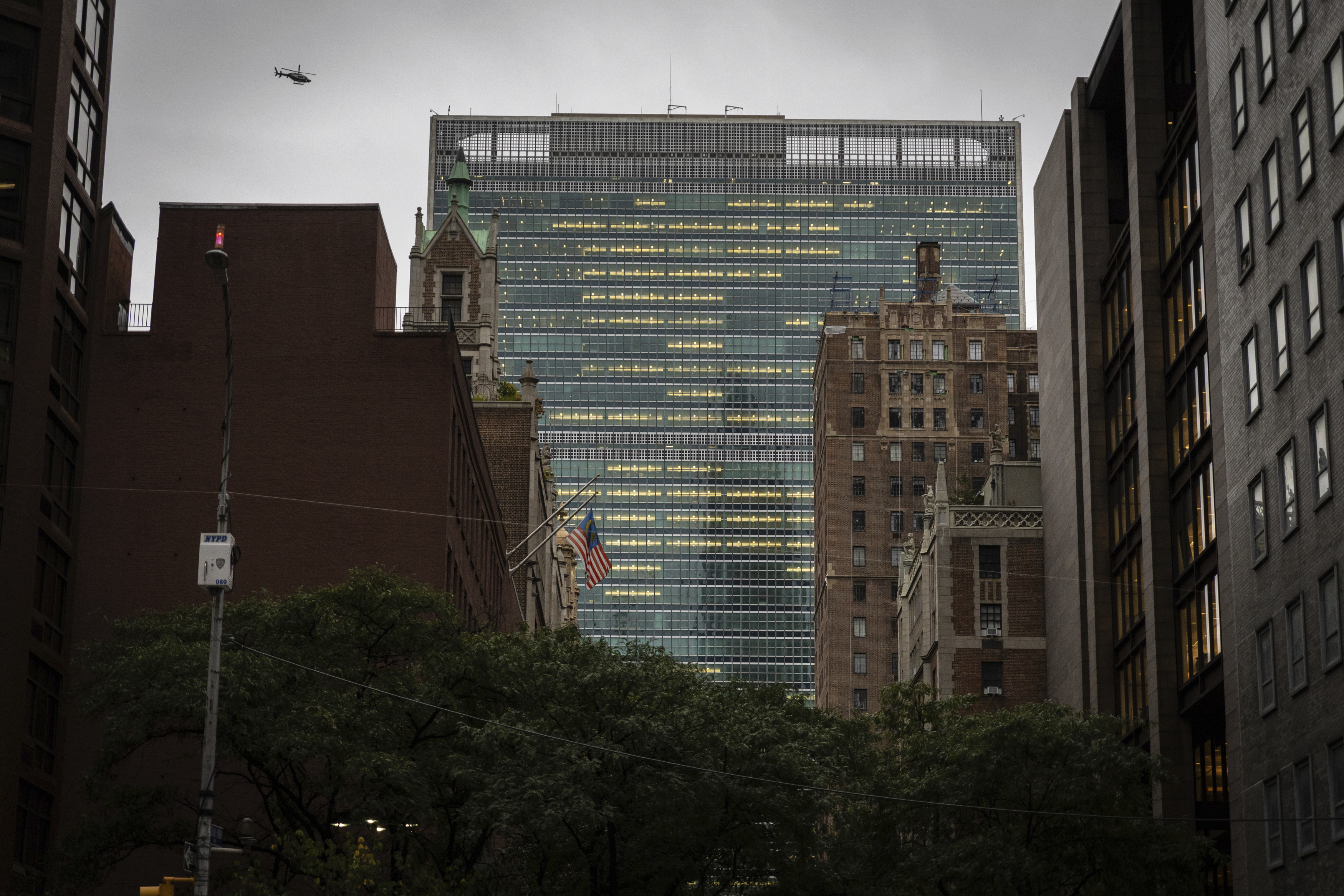 A view of the United Nations Headquarters along 43rd Street, Wednesday Sept. 25, 2024. (AP Photo/Stefan Jeremiah)