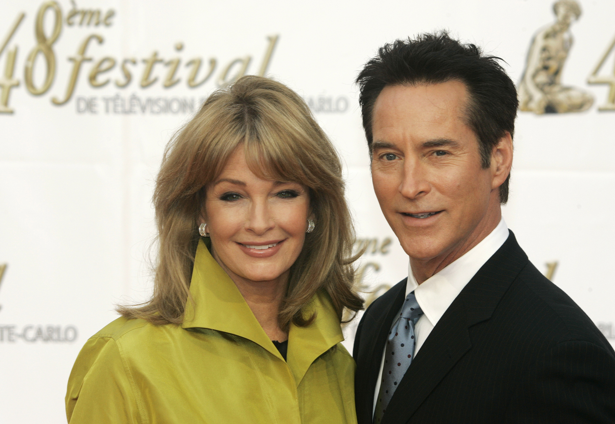 FILE - Actors Deidre Hall, left and Drake Hogestyn of the TV series "Days of Our Lives" appear during the 48th Monte Carlo television festival in Monaco on June 8, 2008. Hogestyn, who played John Black for nearly four decades, has died from pancreatic cancer at age 70. (AP Photo/Lionel Cironneau, File)